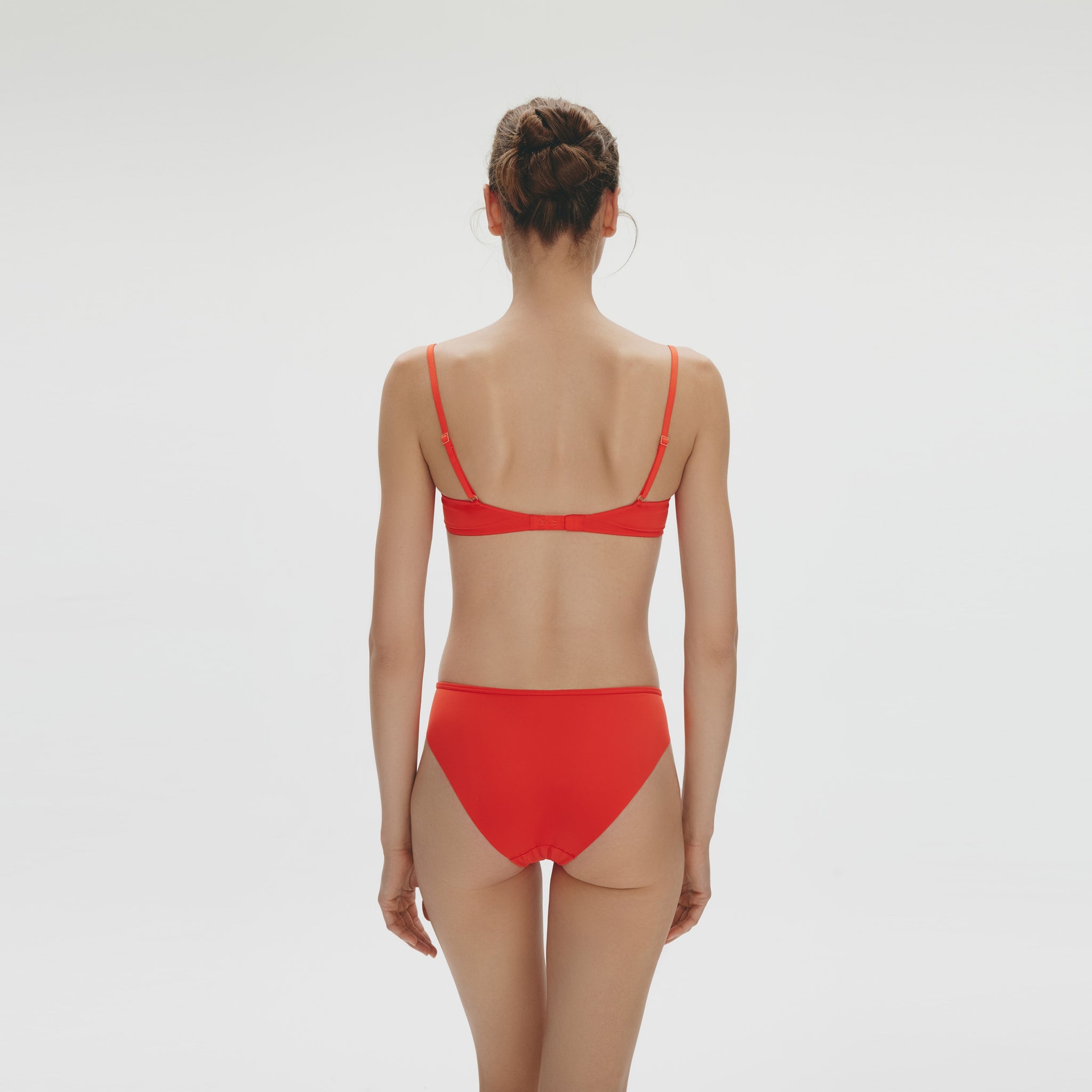 Minimalist Stitching Demi Cup Underwire Bra,Orange