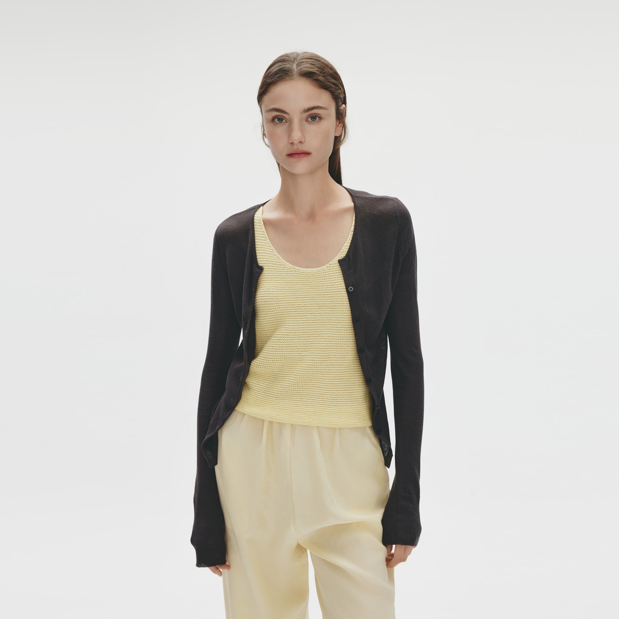 Ribbing Cardigan, Coal Grey
