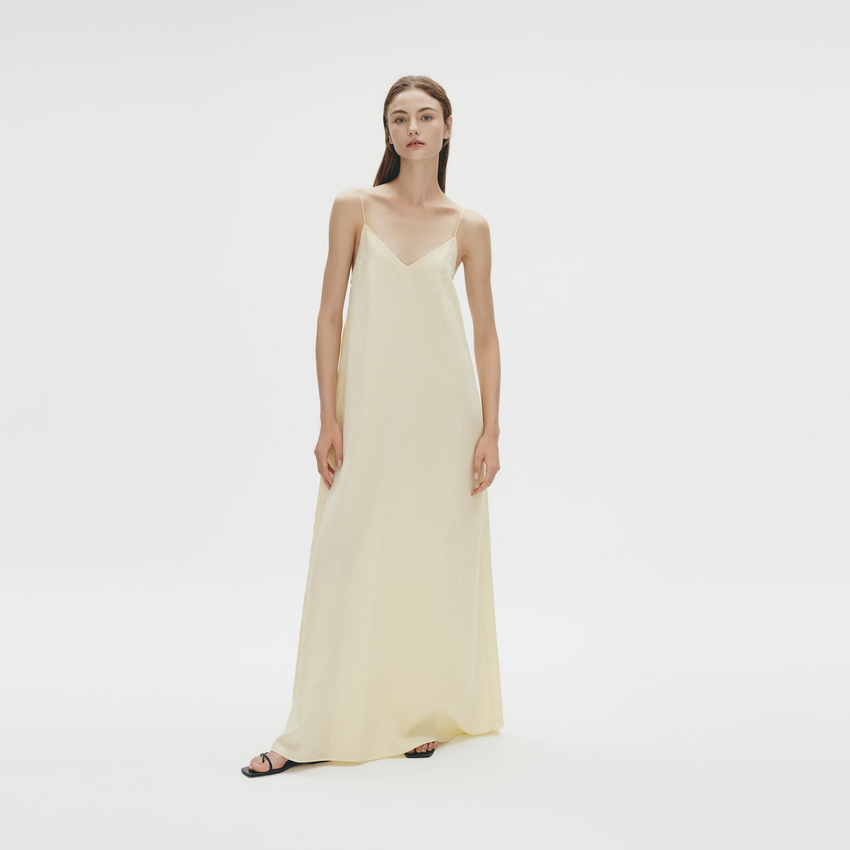 Back Gathering Maxi Dress,Morning Dew Yellow