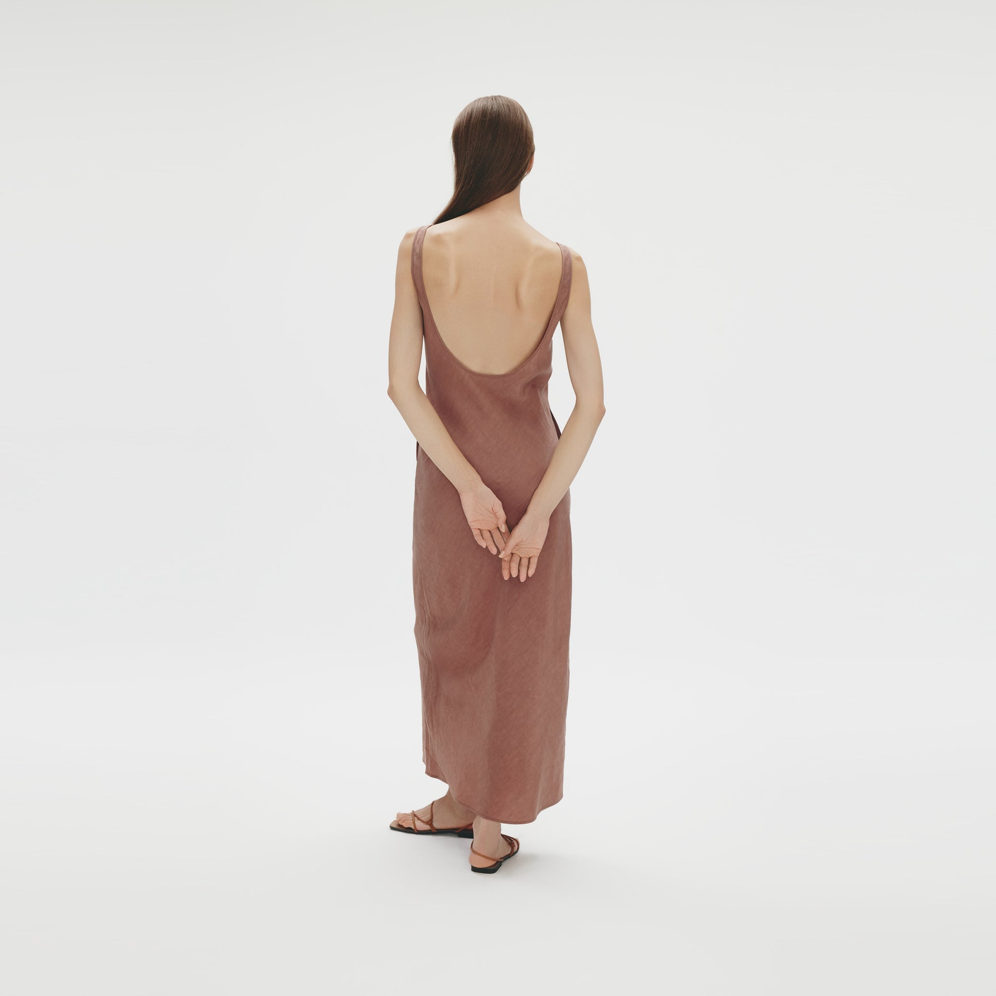 Bias Cut Maxi Dress,Mulberry Brown