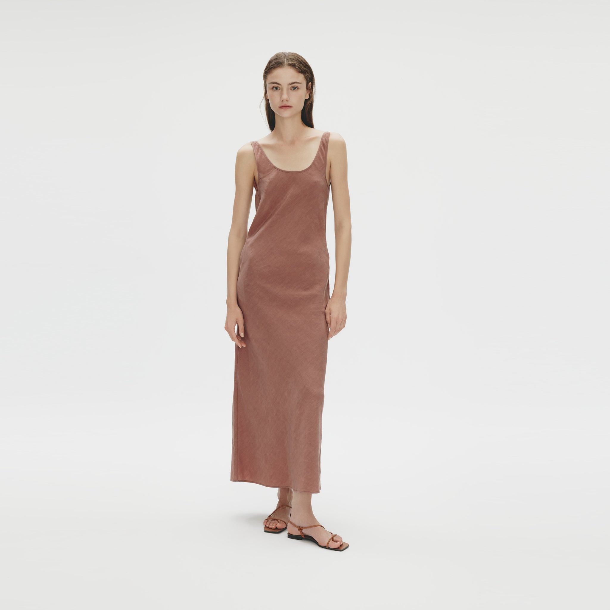 Bias Cut Maxi Dress,Mulberry Brown