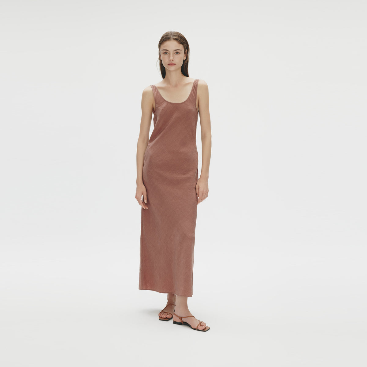 Bias Cut Maxi Dress,Mulberry Brown