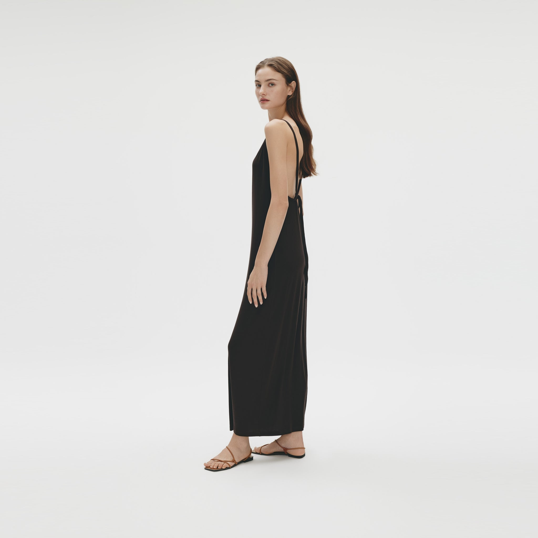 Tie-back Dress,Dark Americano