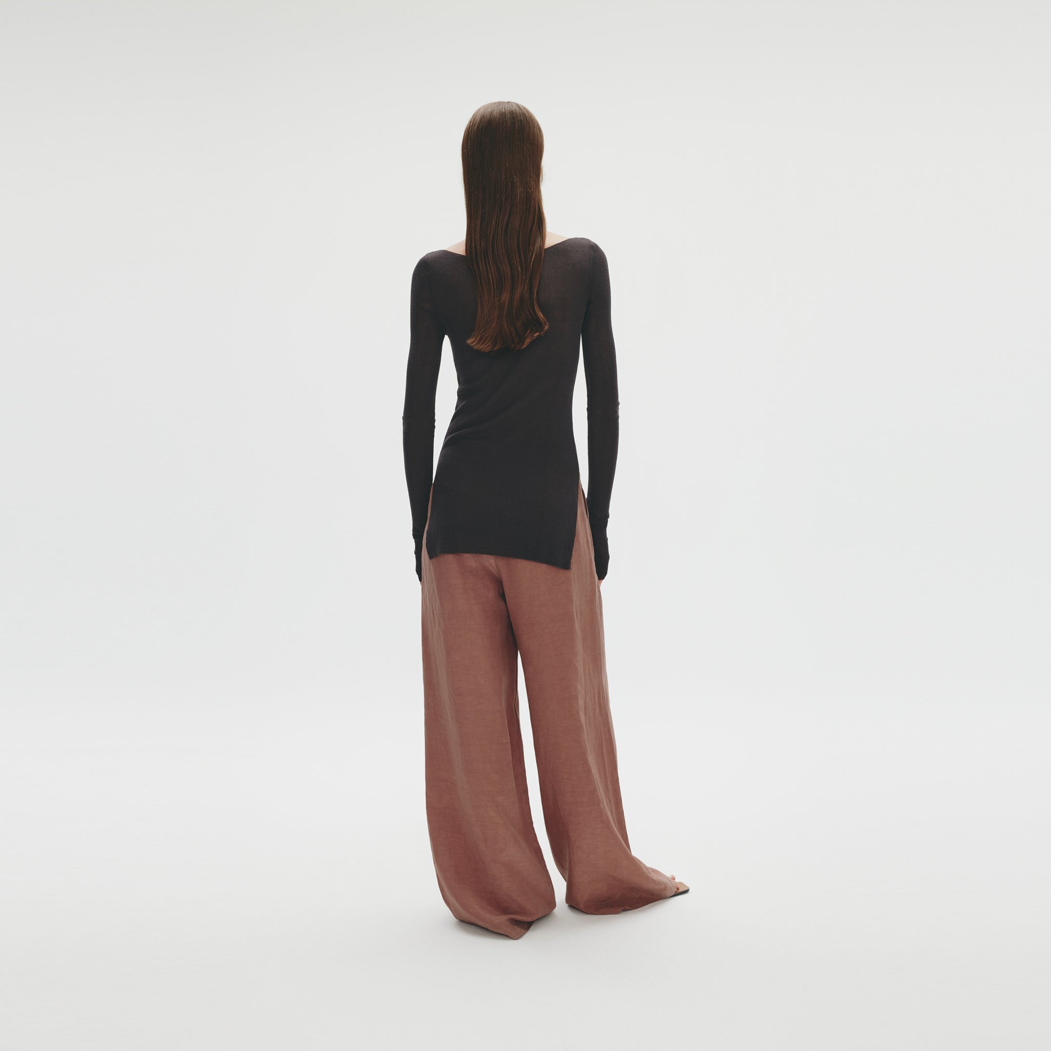 Ribbing Knitted Top, Coal Grey