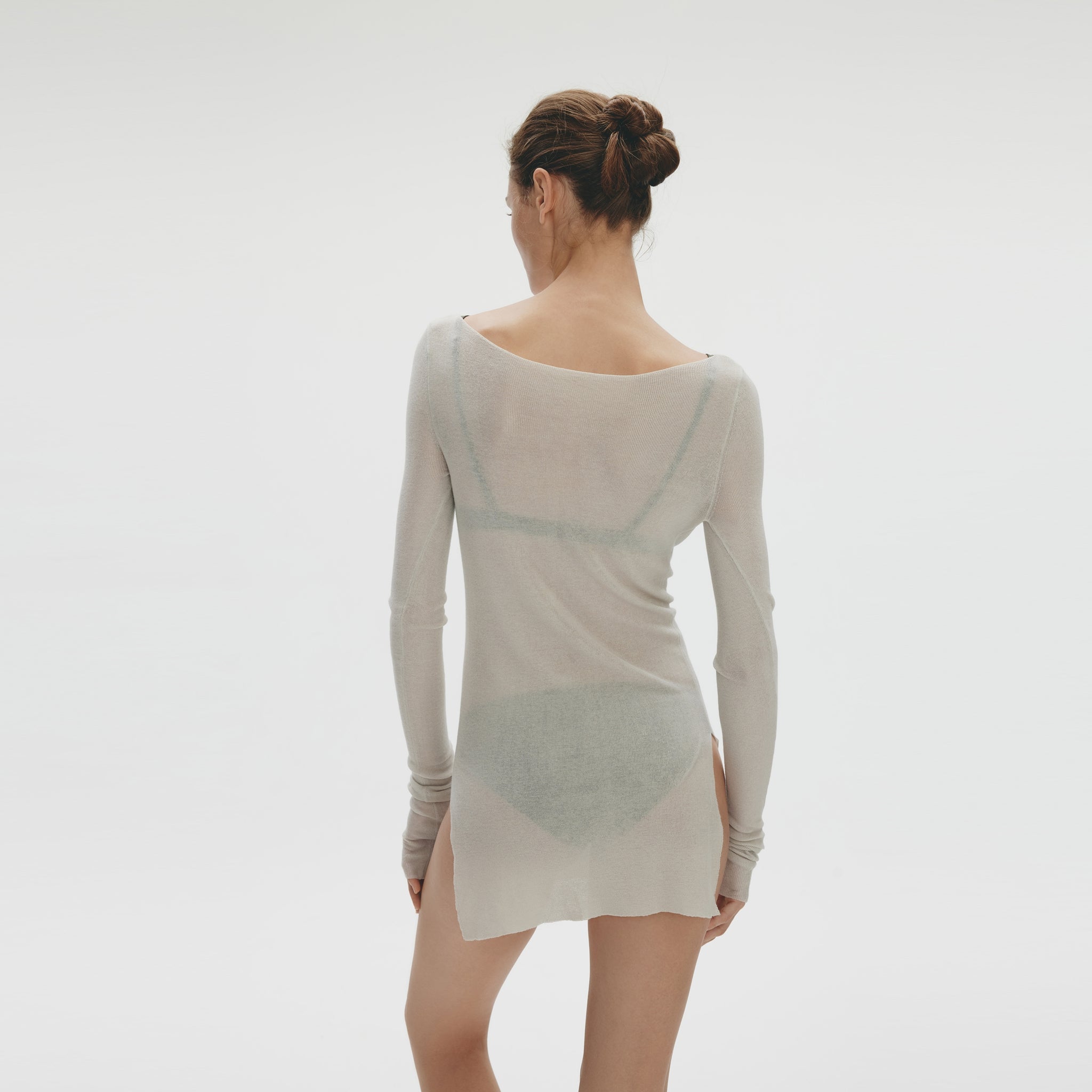Ribbing Knitted Top, Light Fog