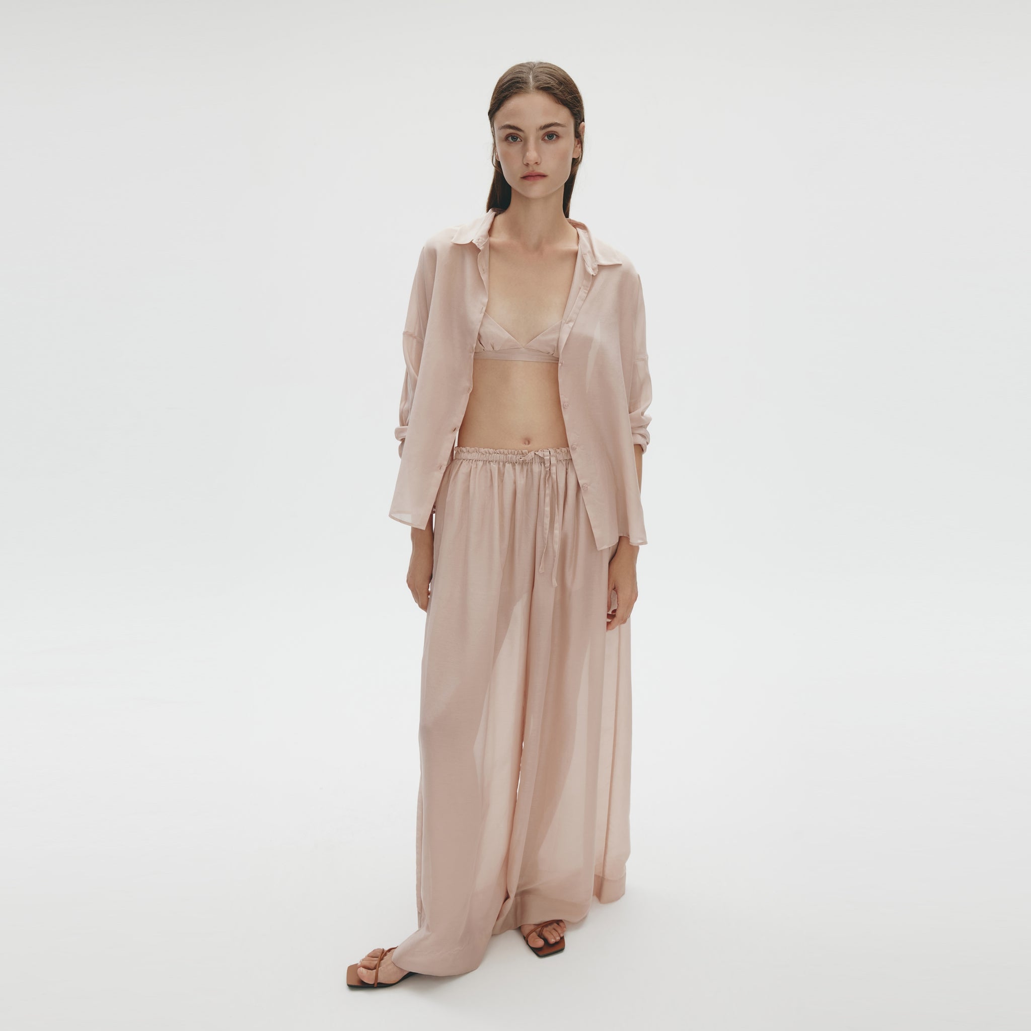 Cotton Silk Oversized Shirt,Dusty Pink