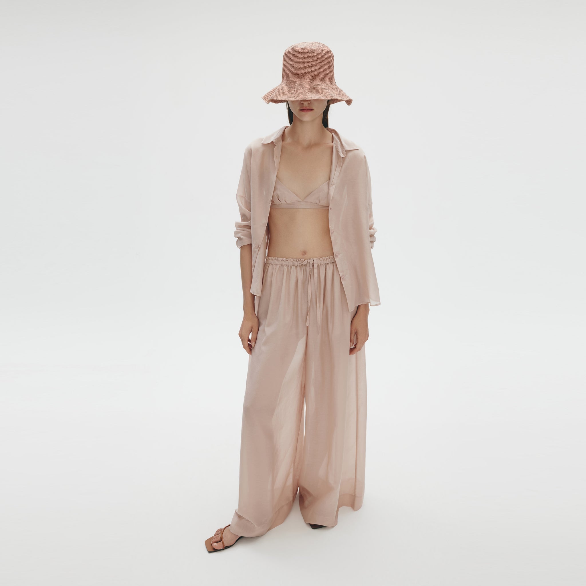 Cotton Silk Oversized Shirt,Dusty Pink