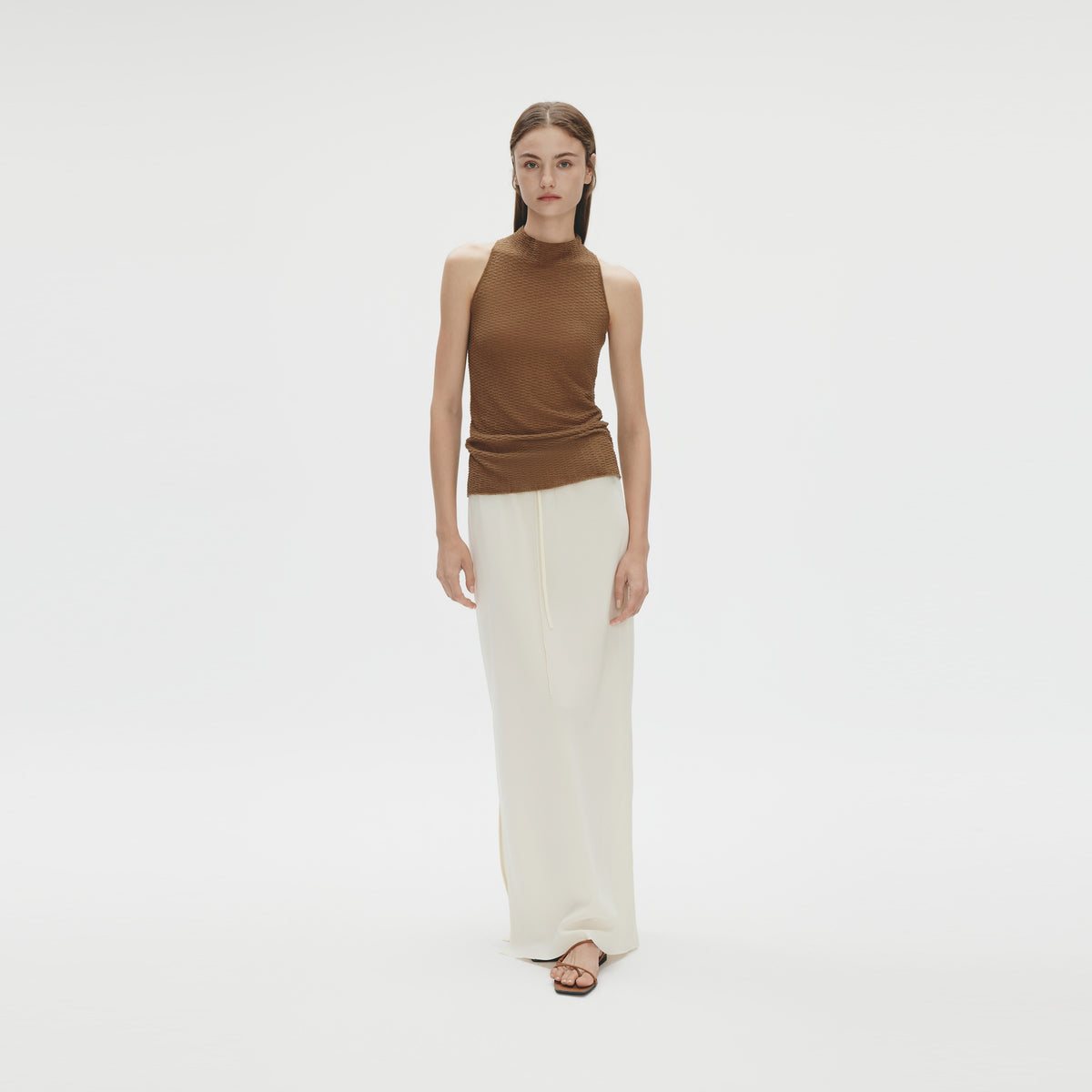 Turtleneck Tank,Licorice Brown