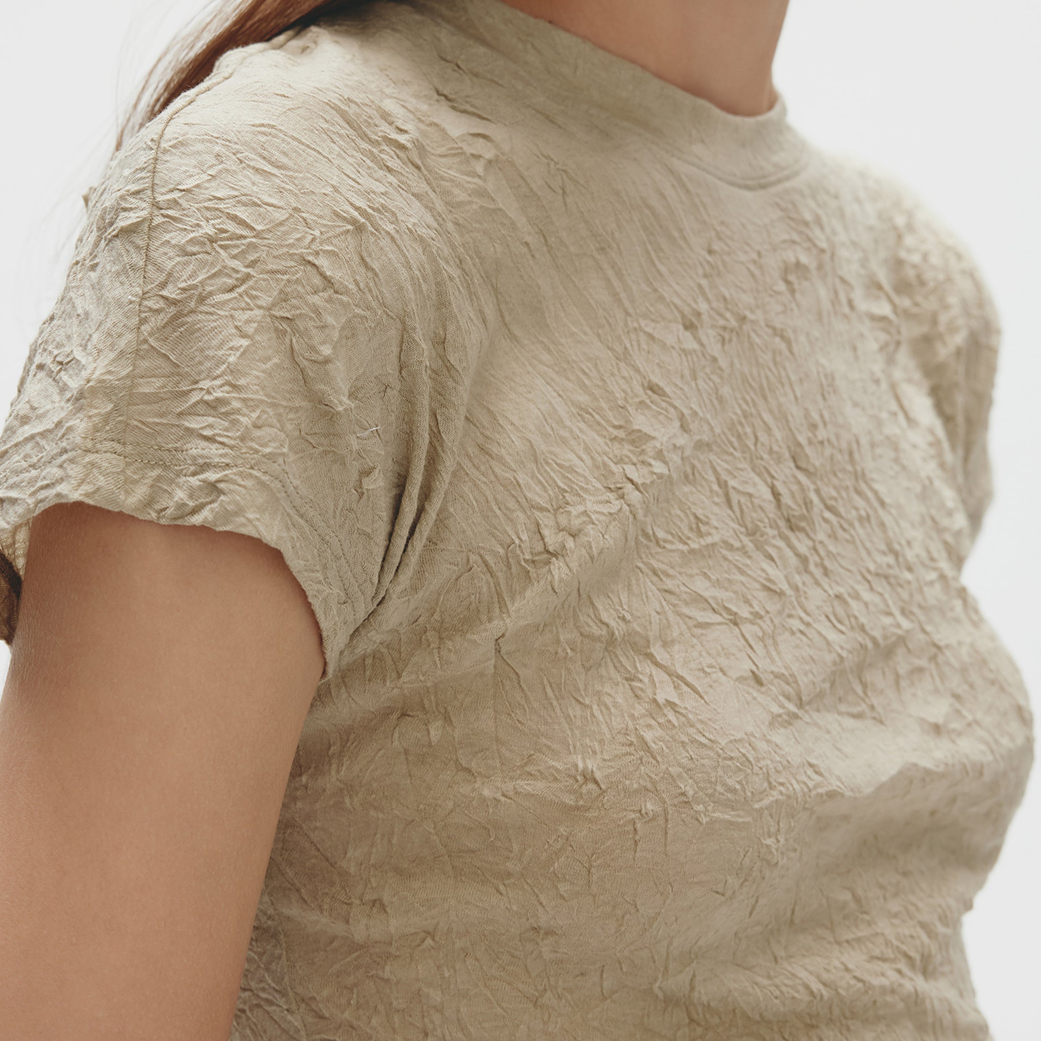 Wrinkle Jersey T-shirt,Light Camel