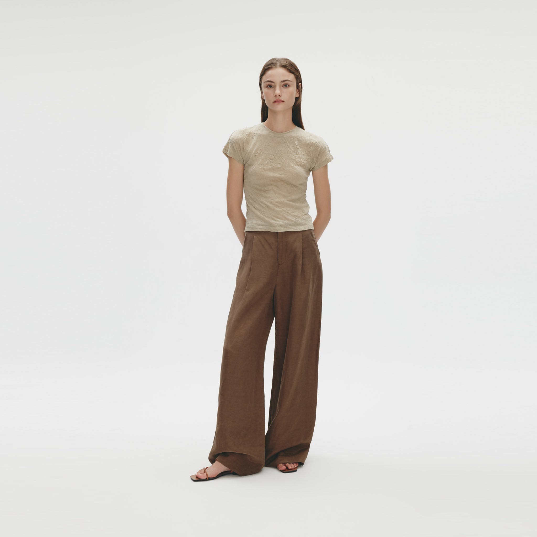 Wrinkle Jersey T-shirt,Light Camel