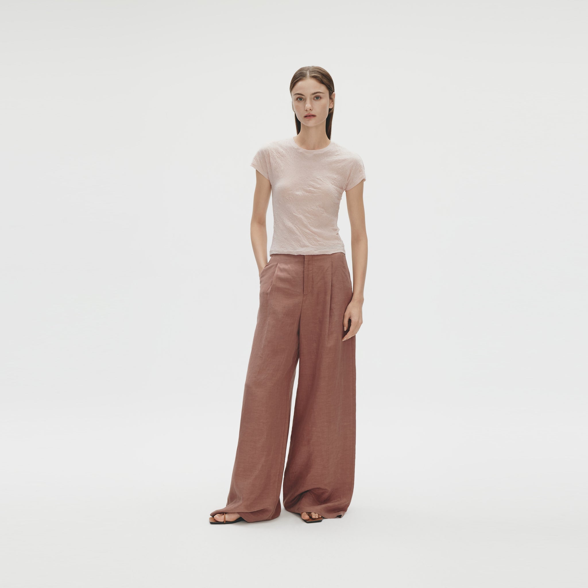 Wrinkle Jersey T-shirt,Light Pink