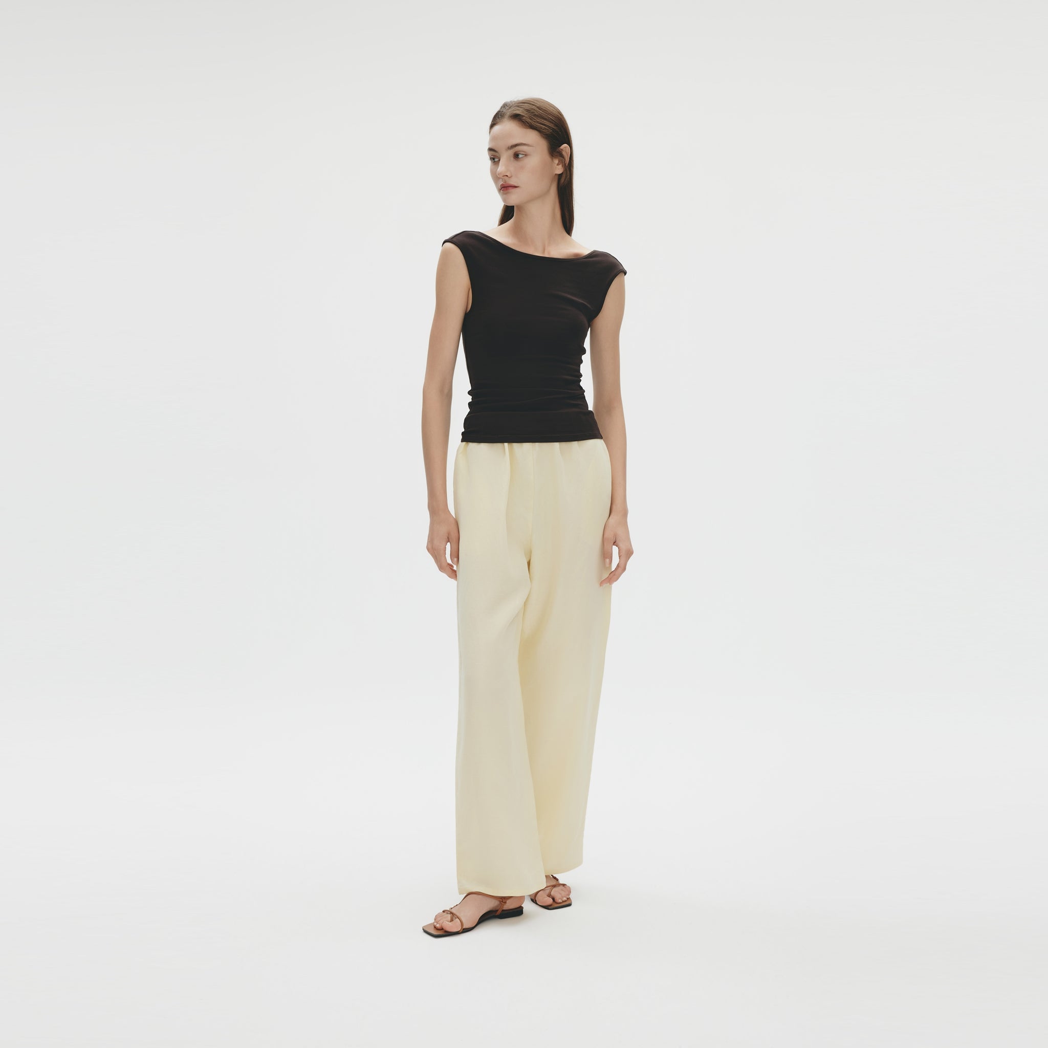 Low-back T-shirt,Dark Americano