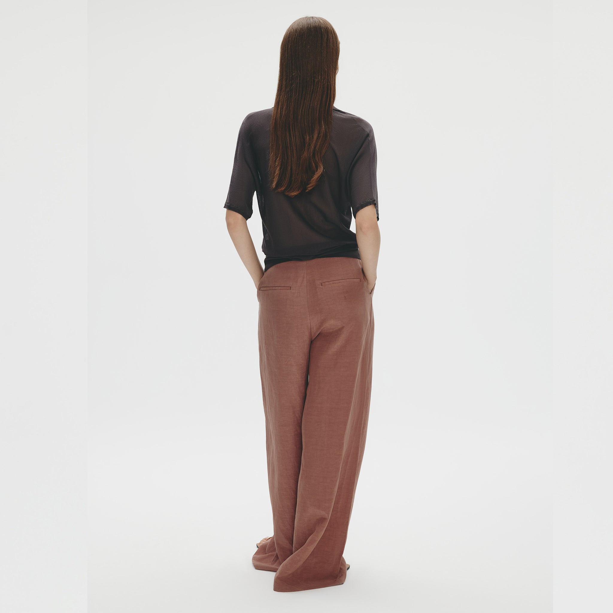 High-waist Wide Pants,Mulberry Brown