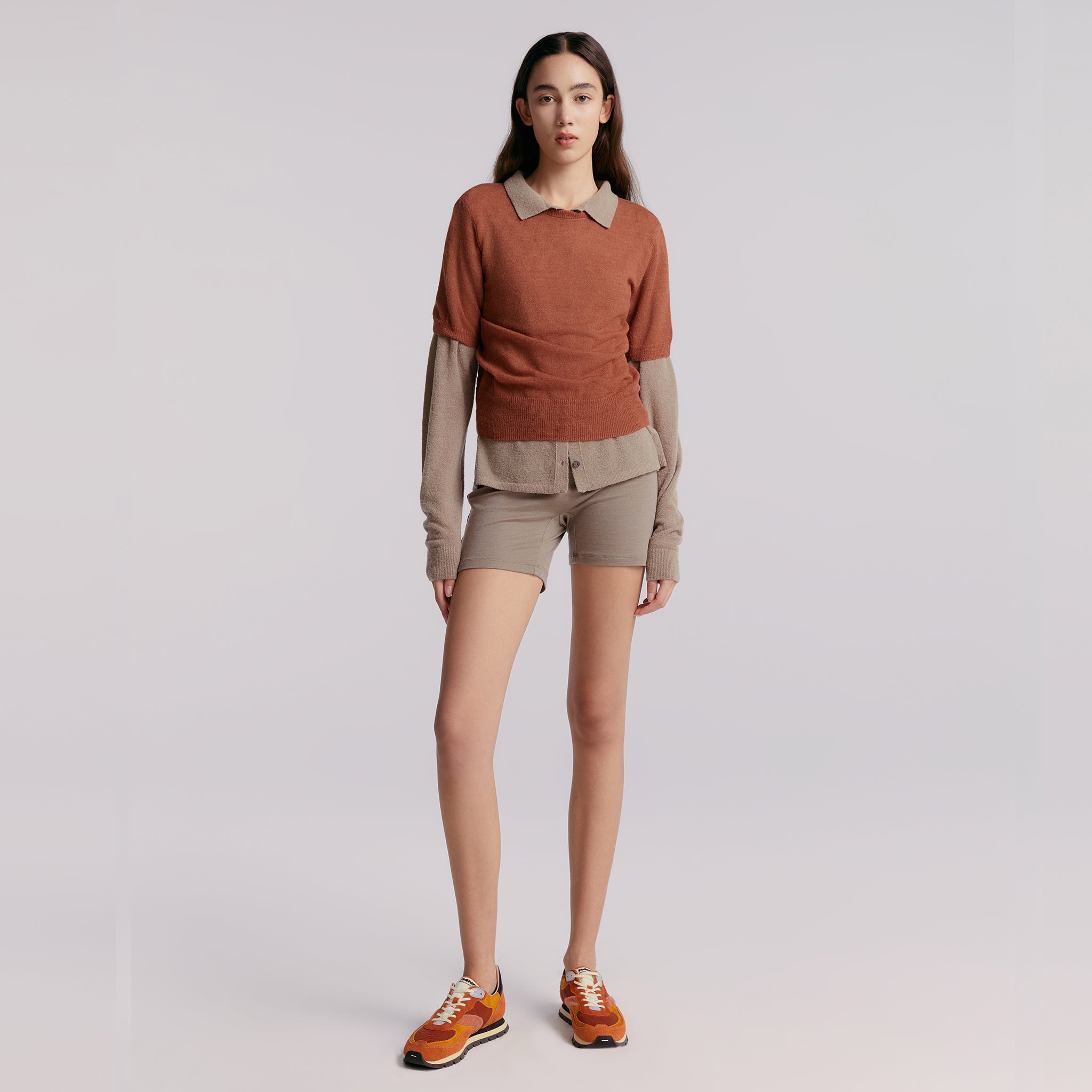 Knitted T-shirt,Caramel Brown