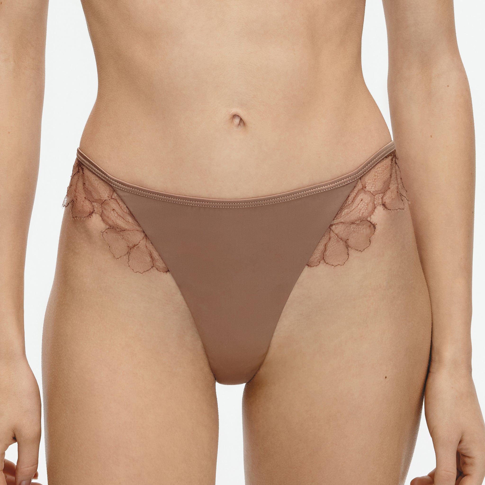 Leavers Eyelash Lace Mid-rise Brief,Marsala