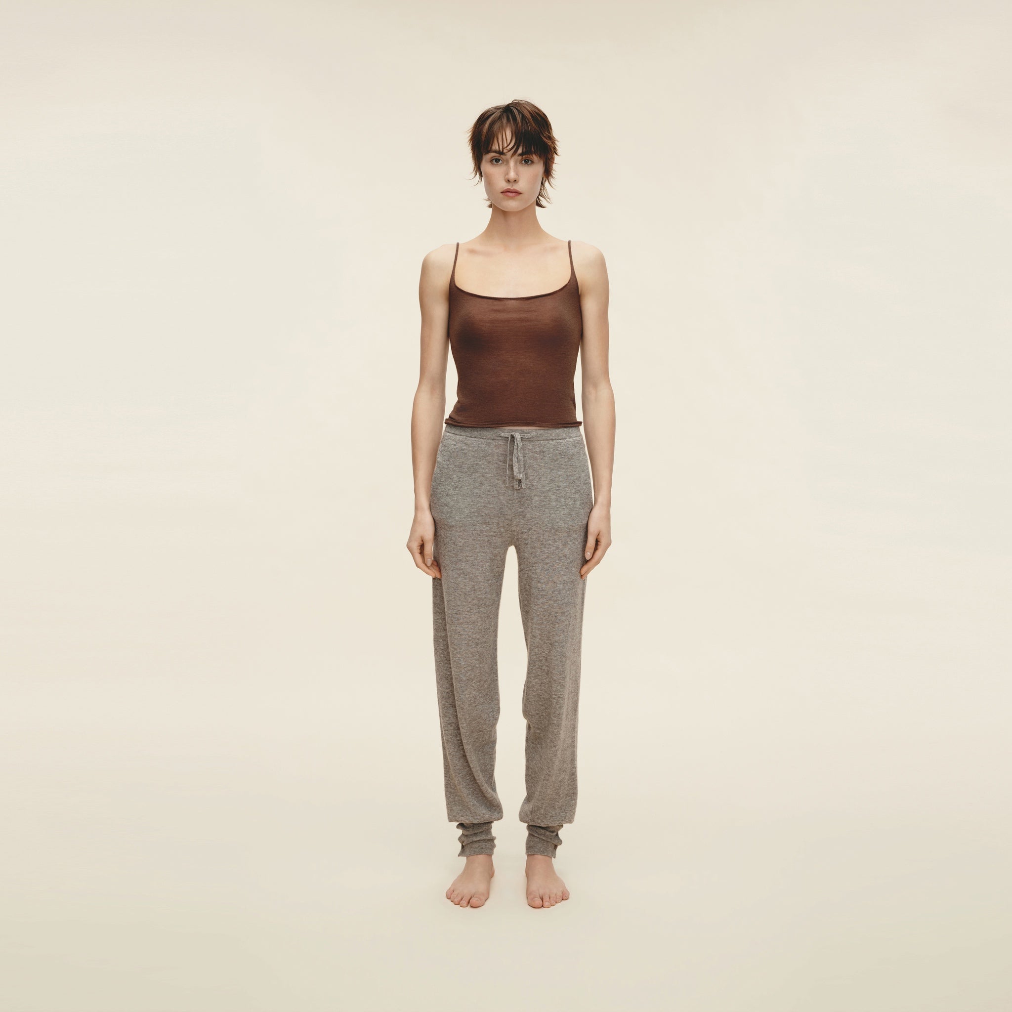 Water-soluble Wool Knitted Camisole,Light Khaki