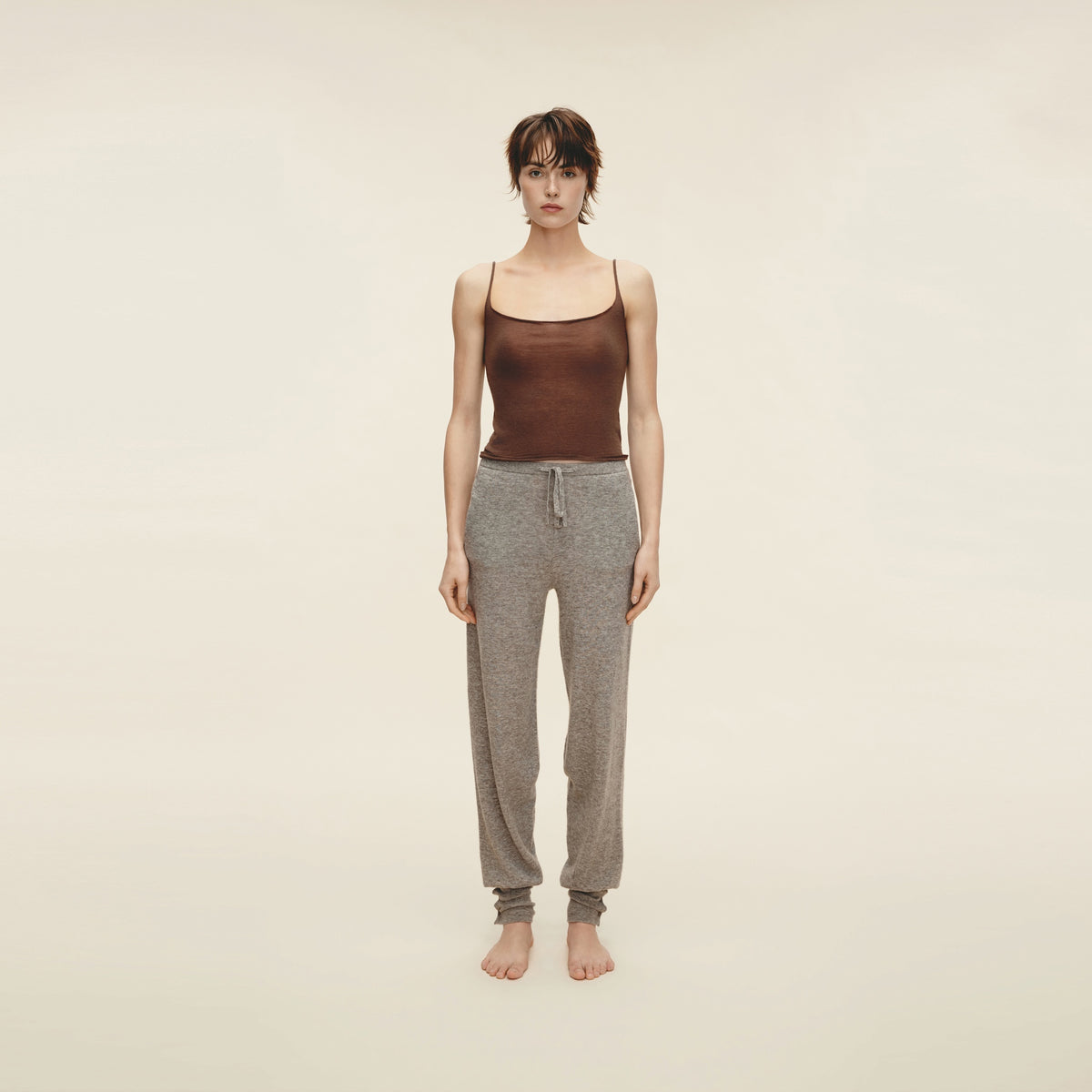 Water-soluble Wool Knitted Camisole,Light Khaki
