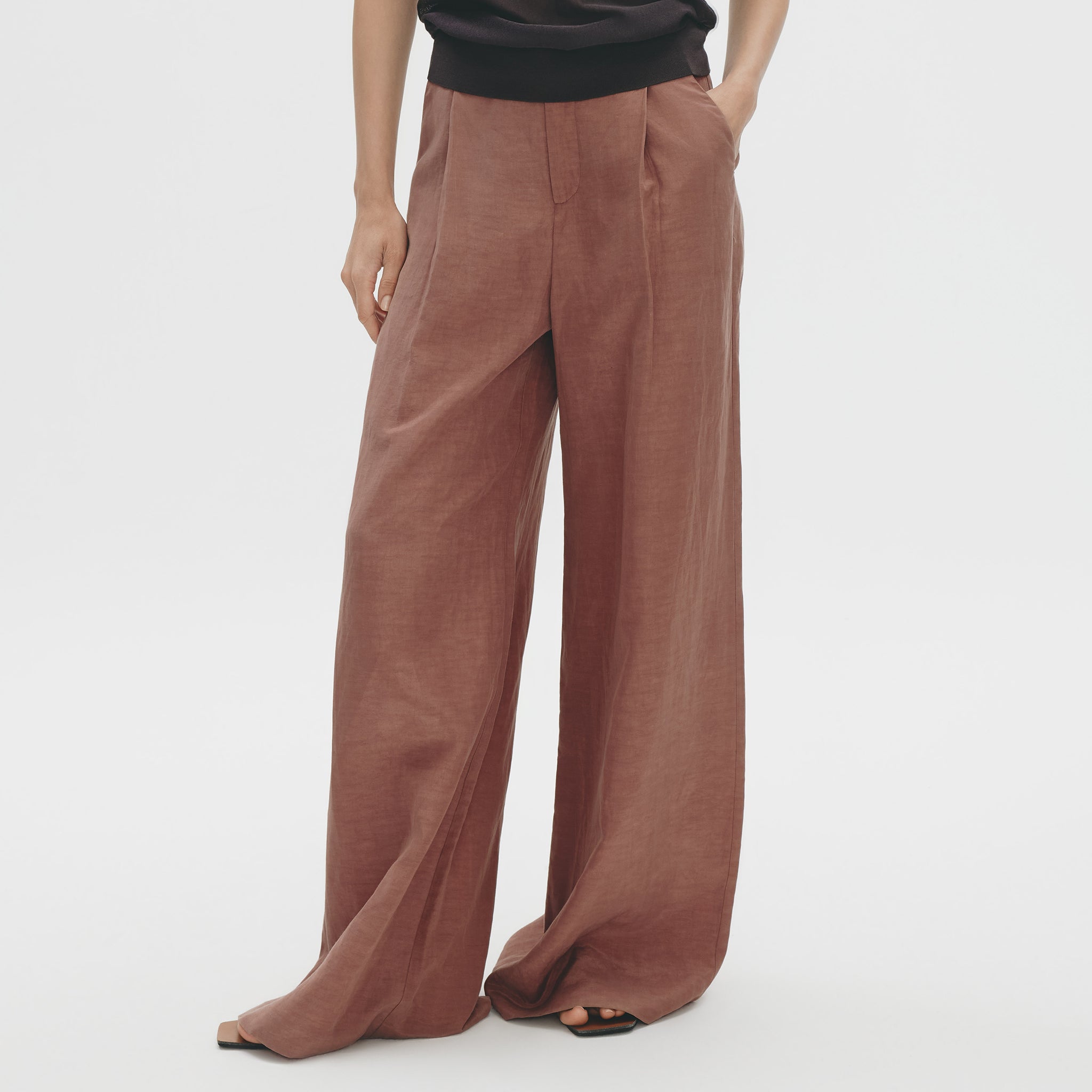 High-waist Wide Pants,Mulberry Brown