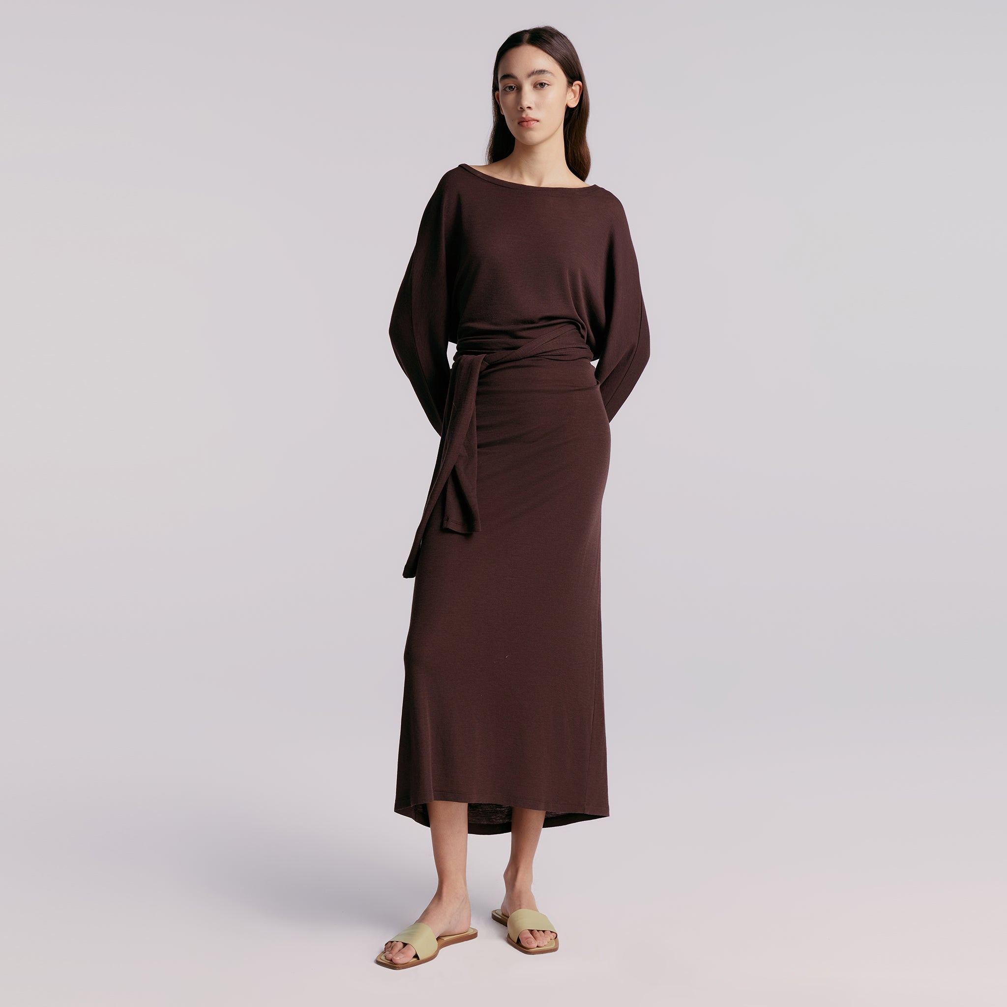 Long Sleeves Jersey Dress,Liquorice