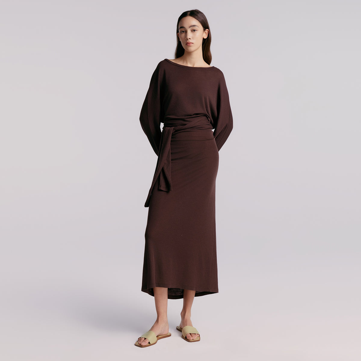 Long Sleeves Jersey Dress,Liquorice