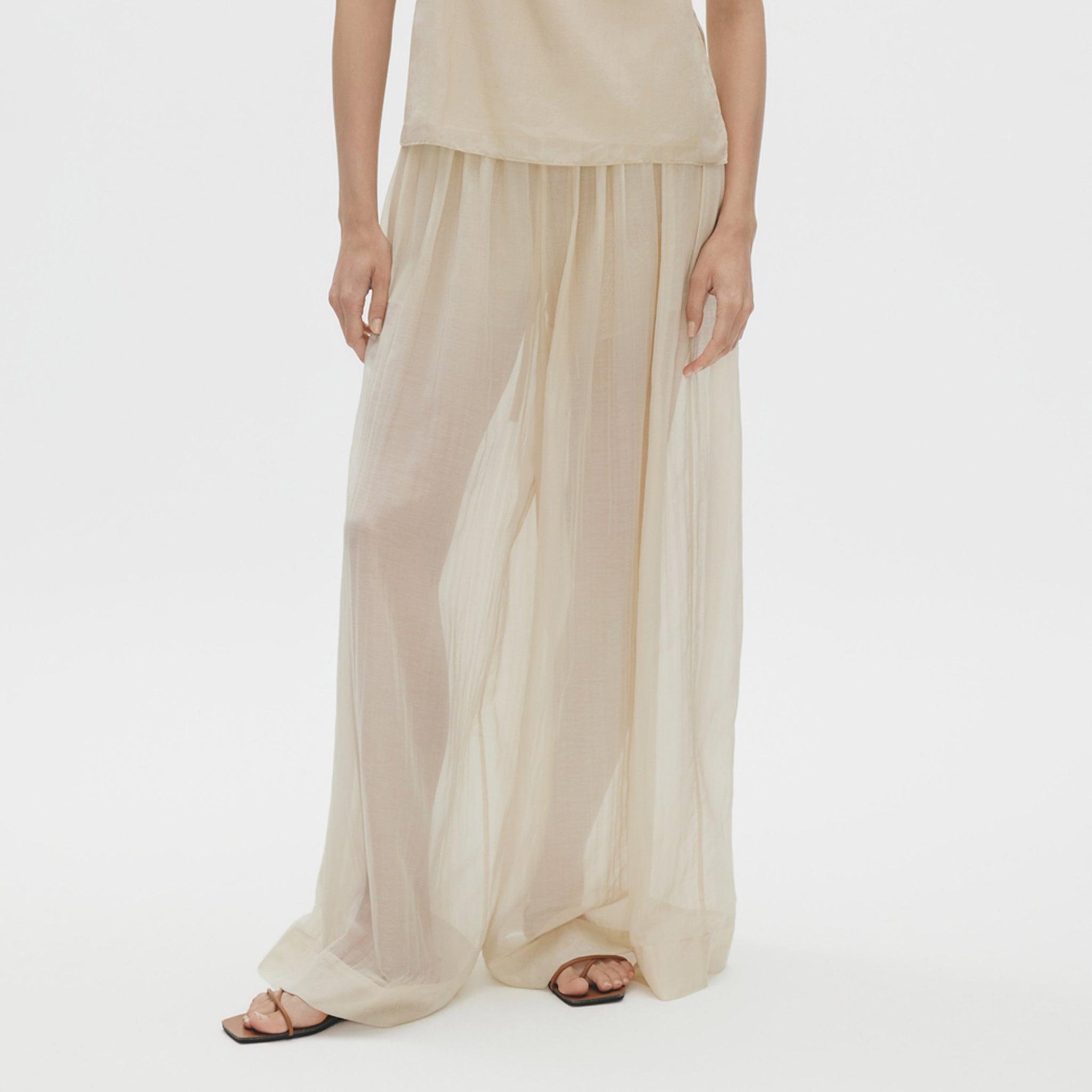 Wide-leg Pants, Greige