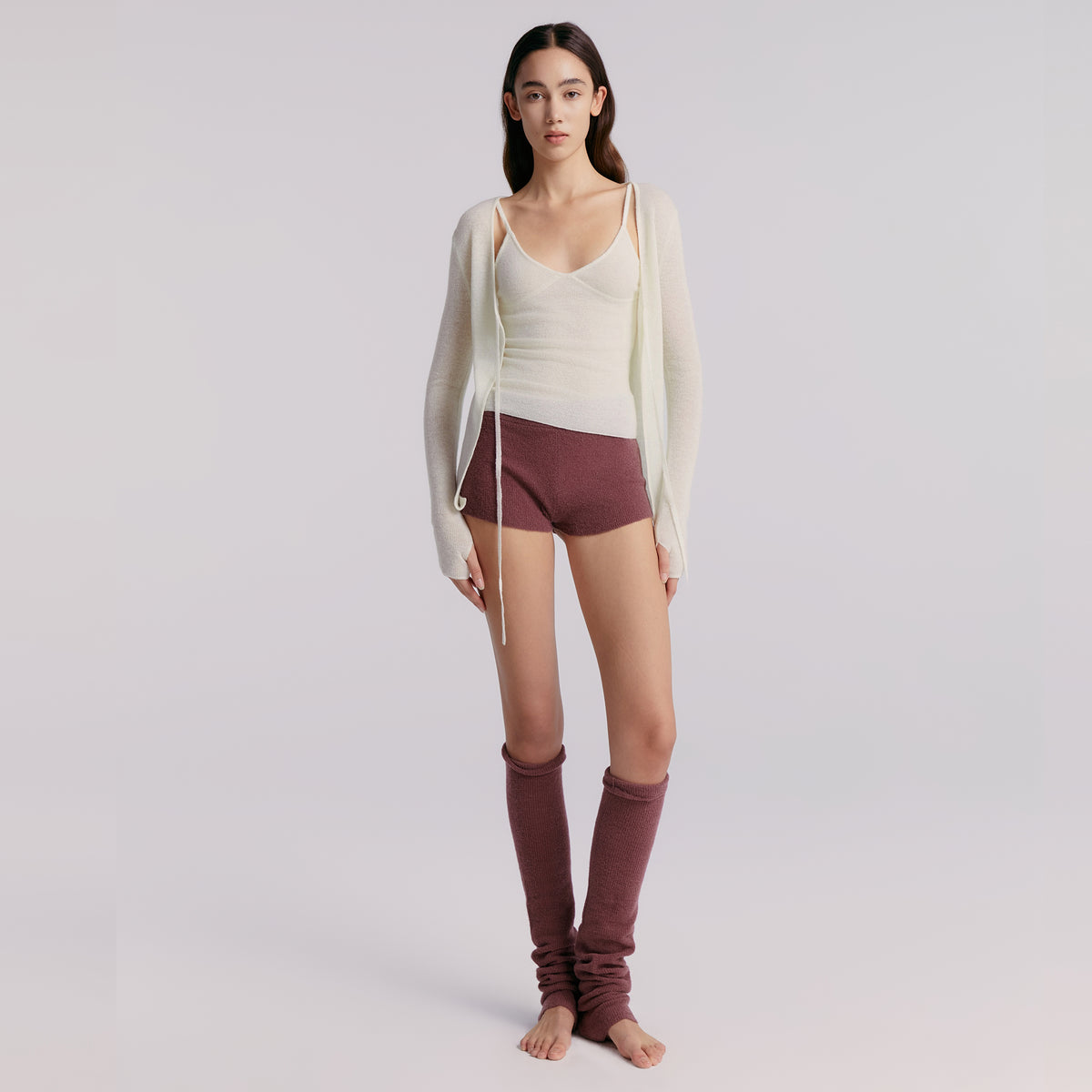 Tie String Cardigan,Milky-White