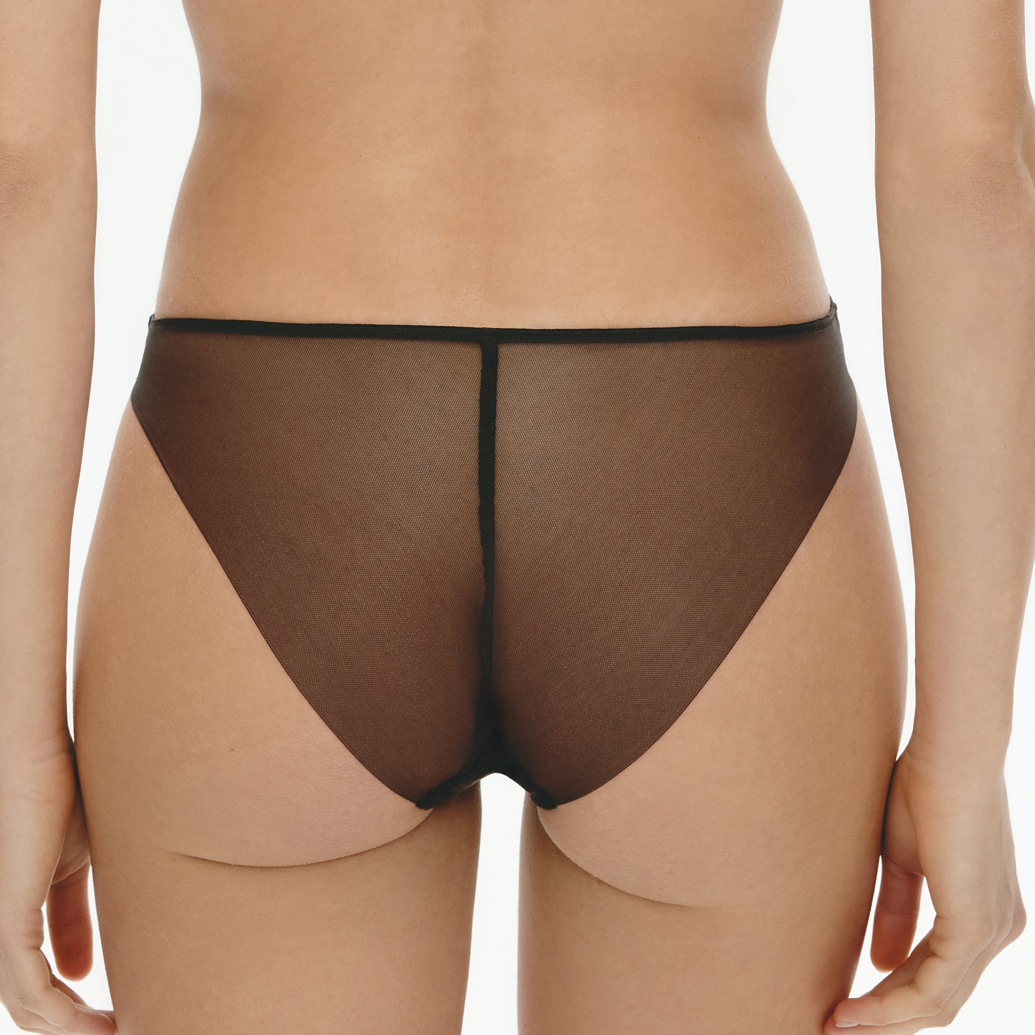 Mesh Mid-rise Brief,Chocolate