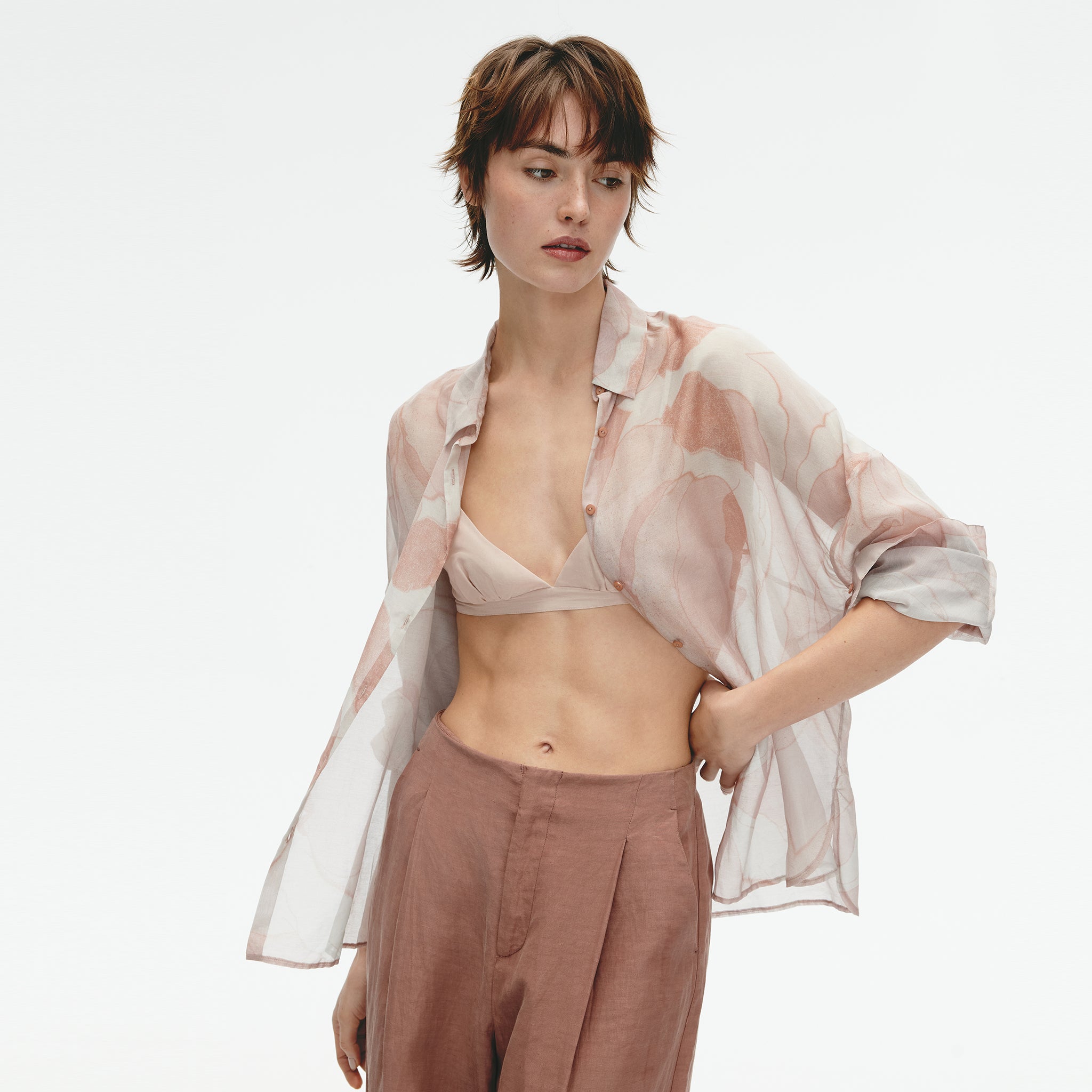 [Capsule Collection]Oversized Shirt,Peony Print