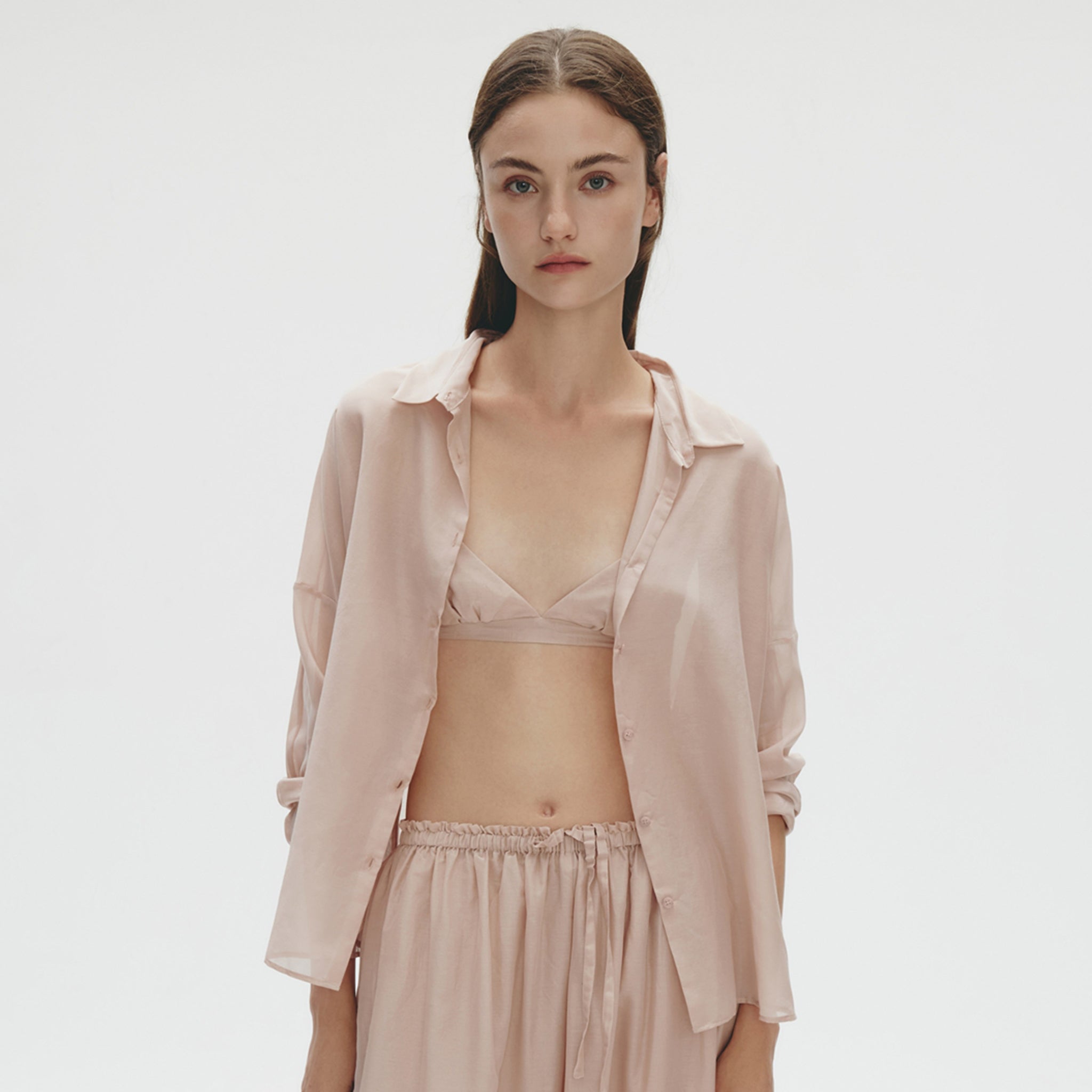 Cotton Silk Oversized Shirt,Dusty Pink