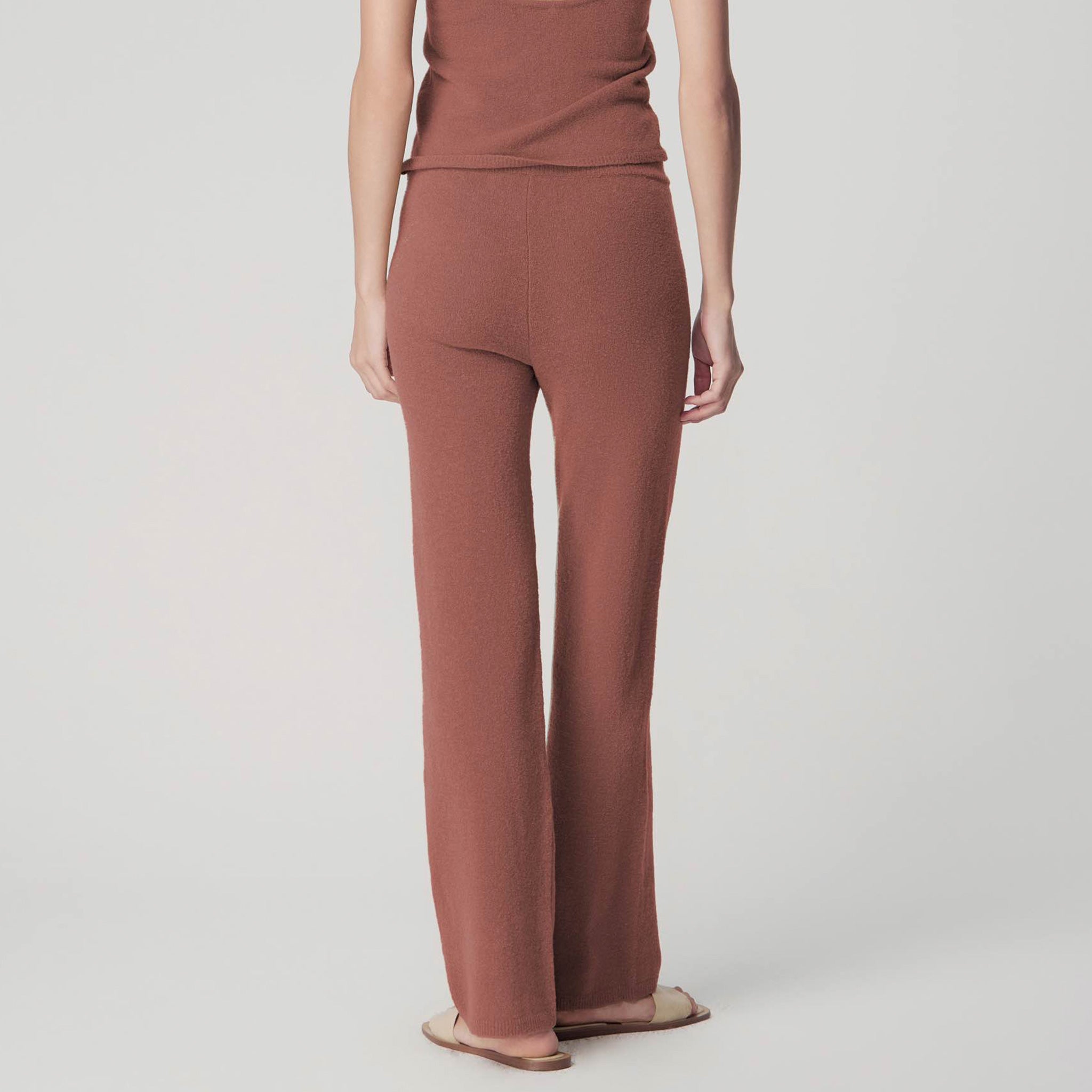 Bouclé Knit Lounge Pants,Rust