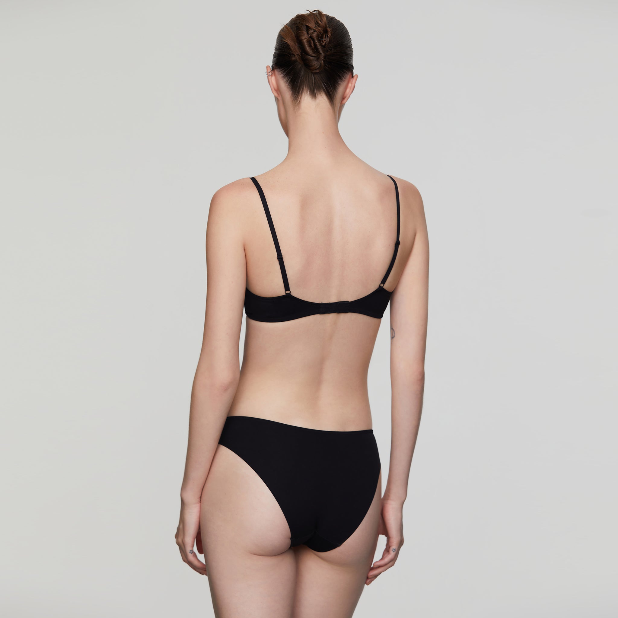 Leavers Lace Trim 3/4 Cup Underwire Bra,Black