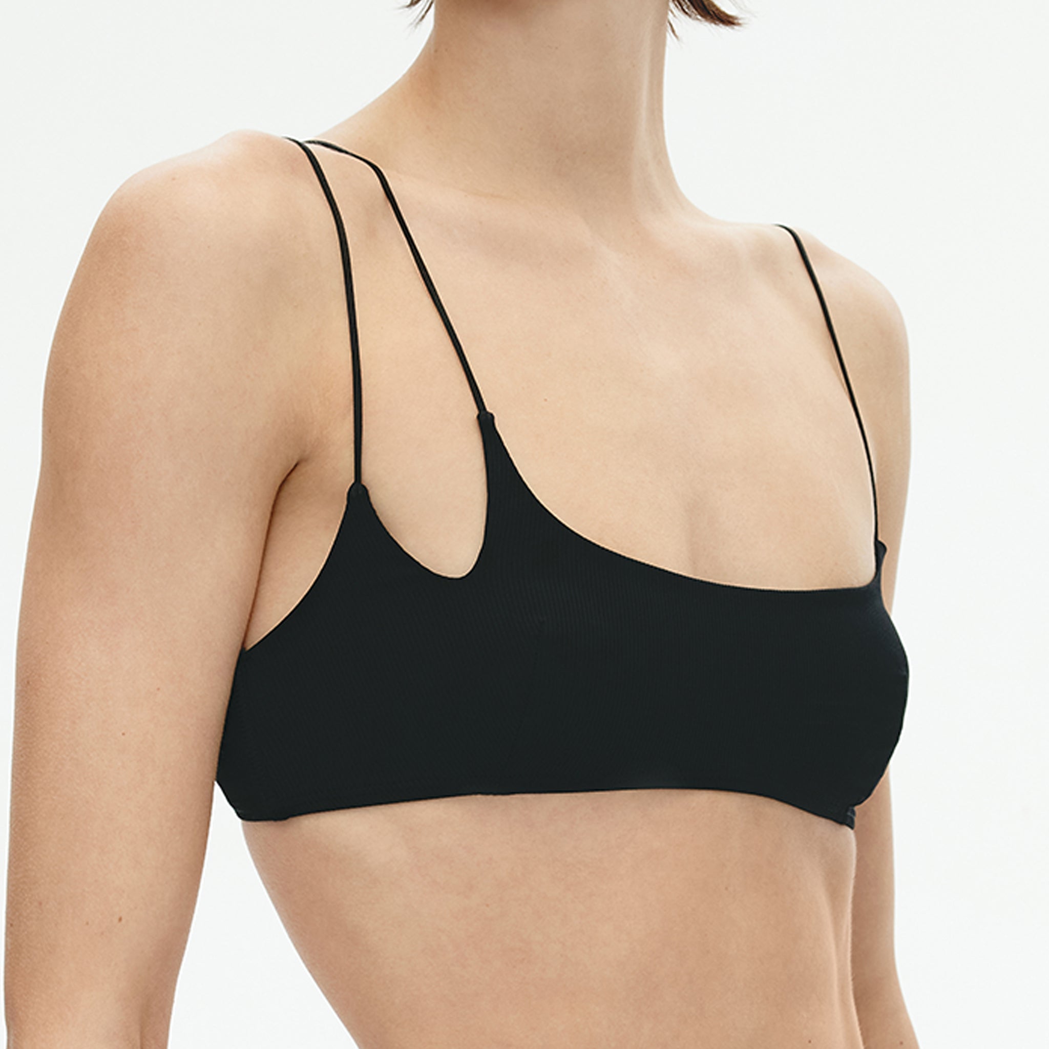 Asymmetric Eco-friendly Tube Bra,Black