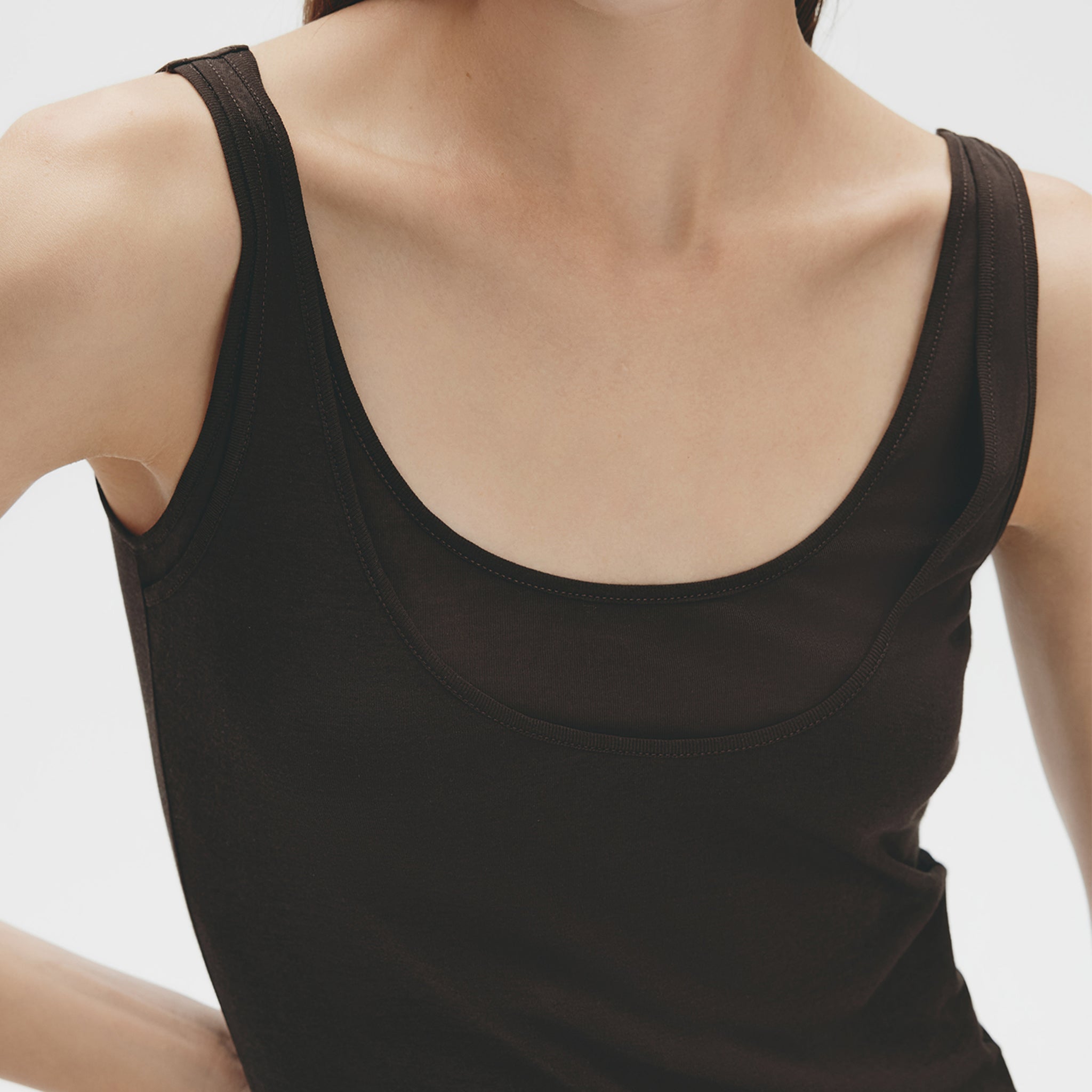 Double-layered Tank, Chocolate Brown