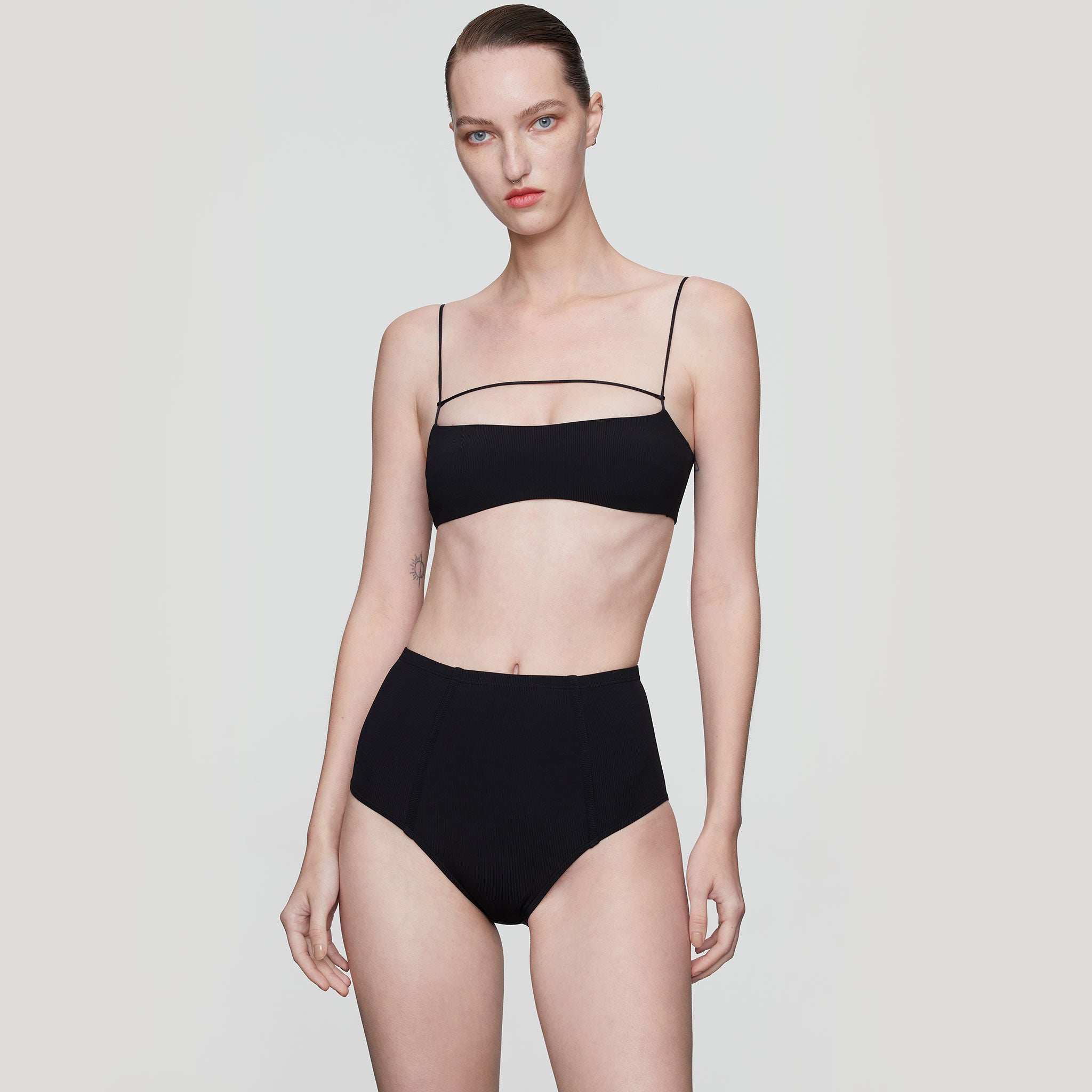 Front String Eco Bralette, Black