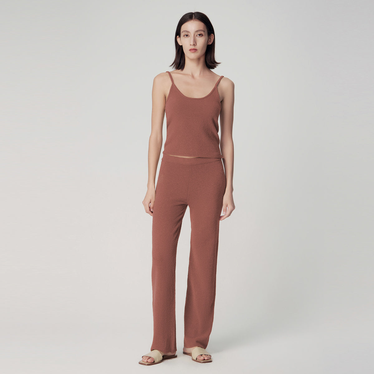 U-Neck Bouclé Knit Camisole,Rust