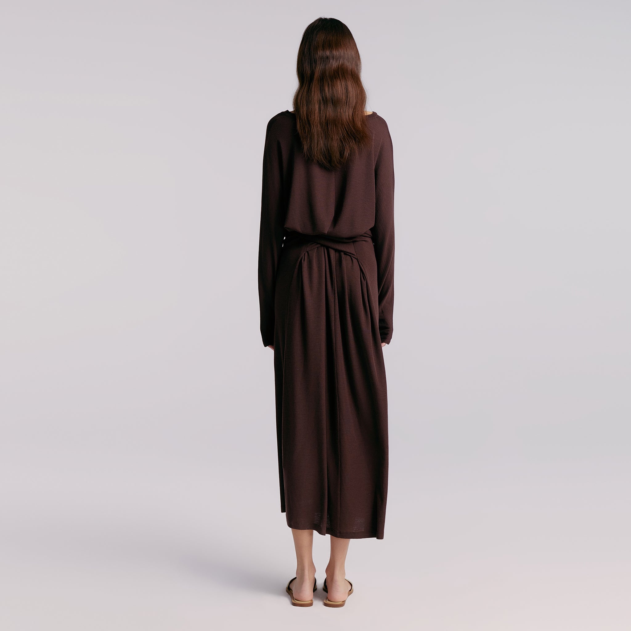 Long Sleeves Jersey Dress,Liquorice