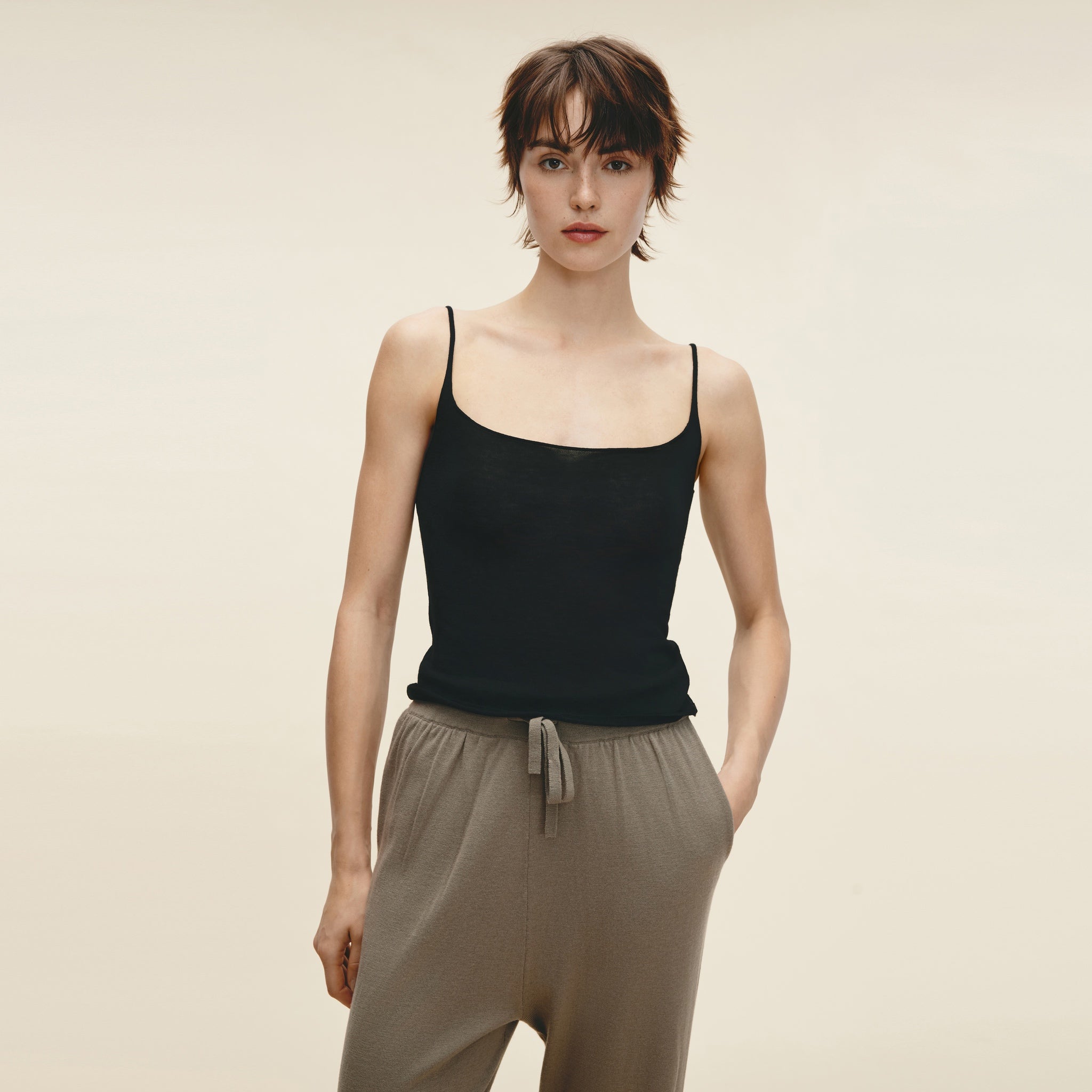 Water-soluble Wool Knitted Camisole,Classic Black