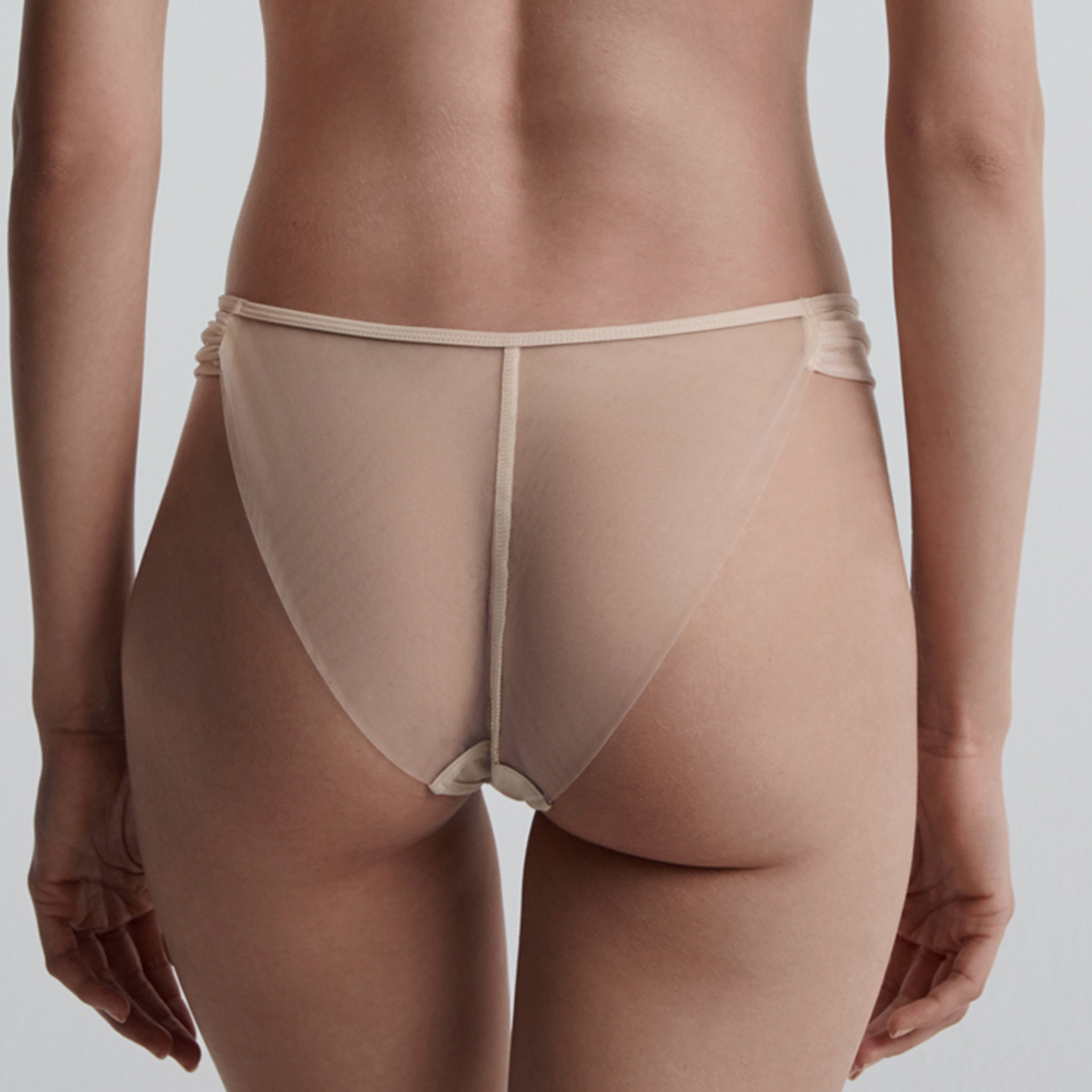 Silk-mesh Mid-rise Brief, Ivory White