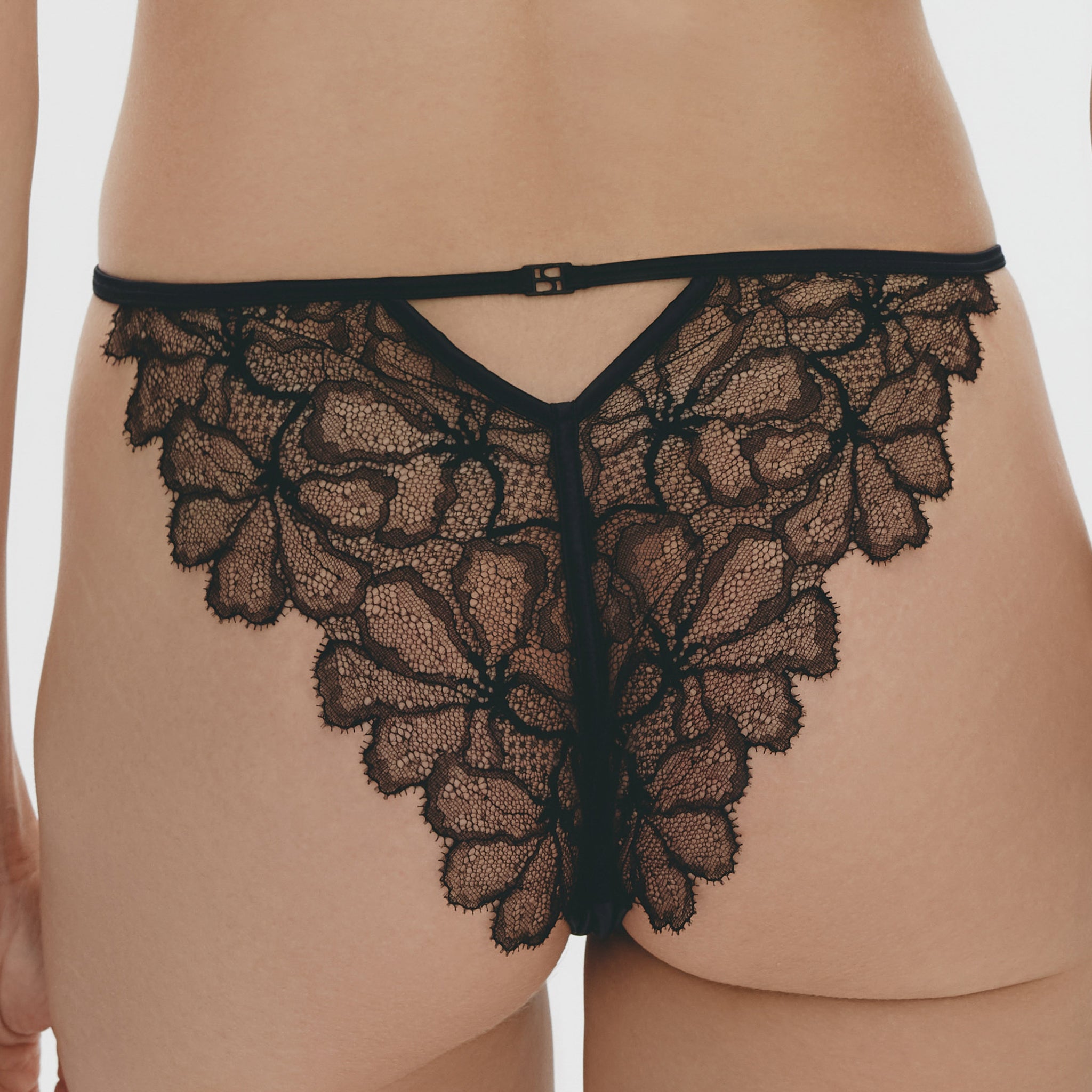 Leavers Eyelash Lace Mid-rise Briefs,Black