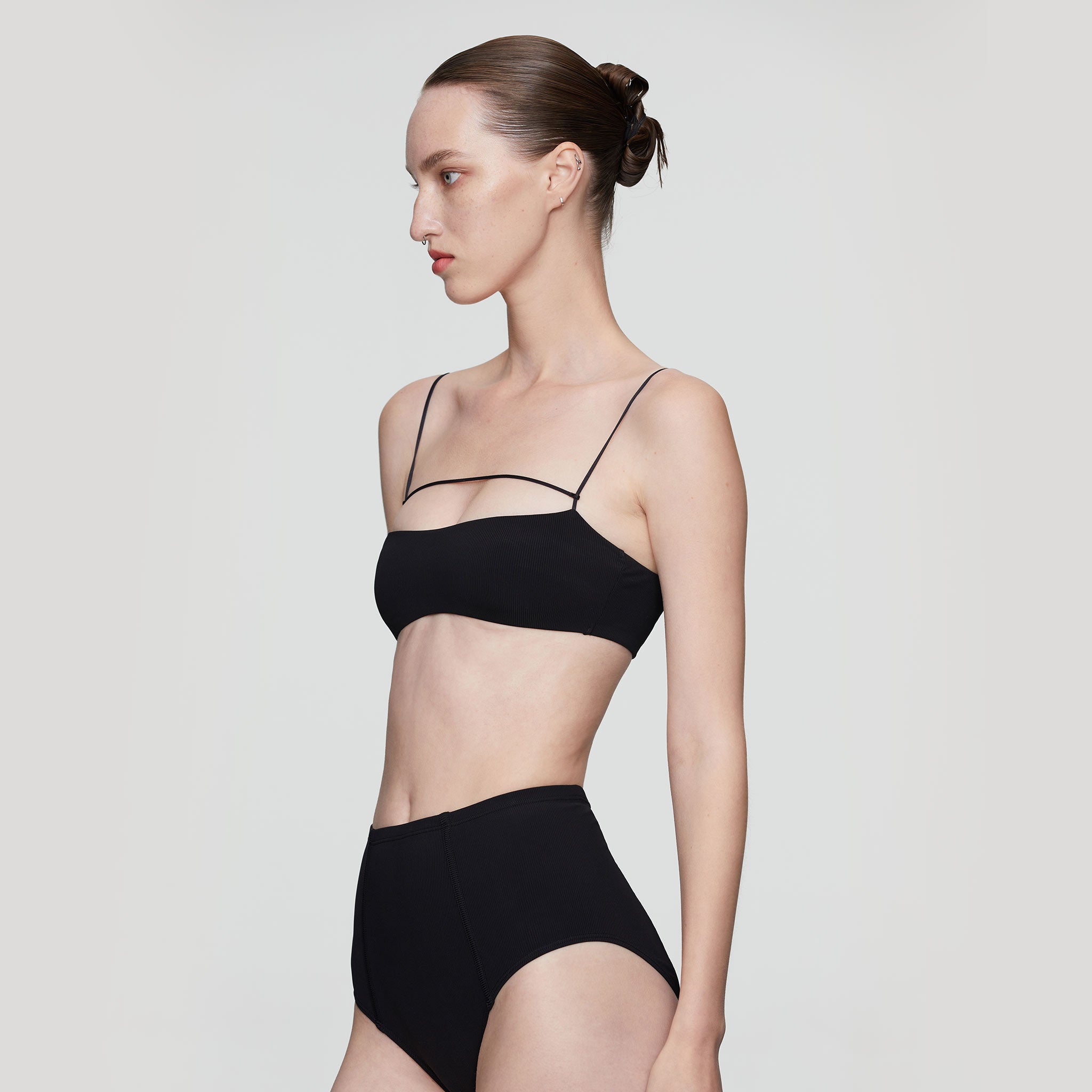 Front String Eco Bralette, Black