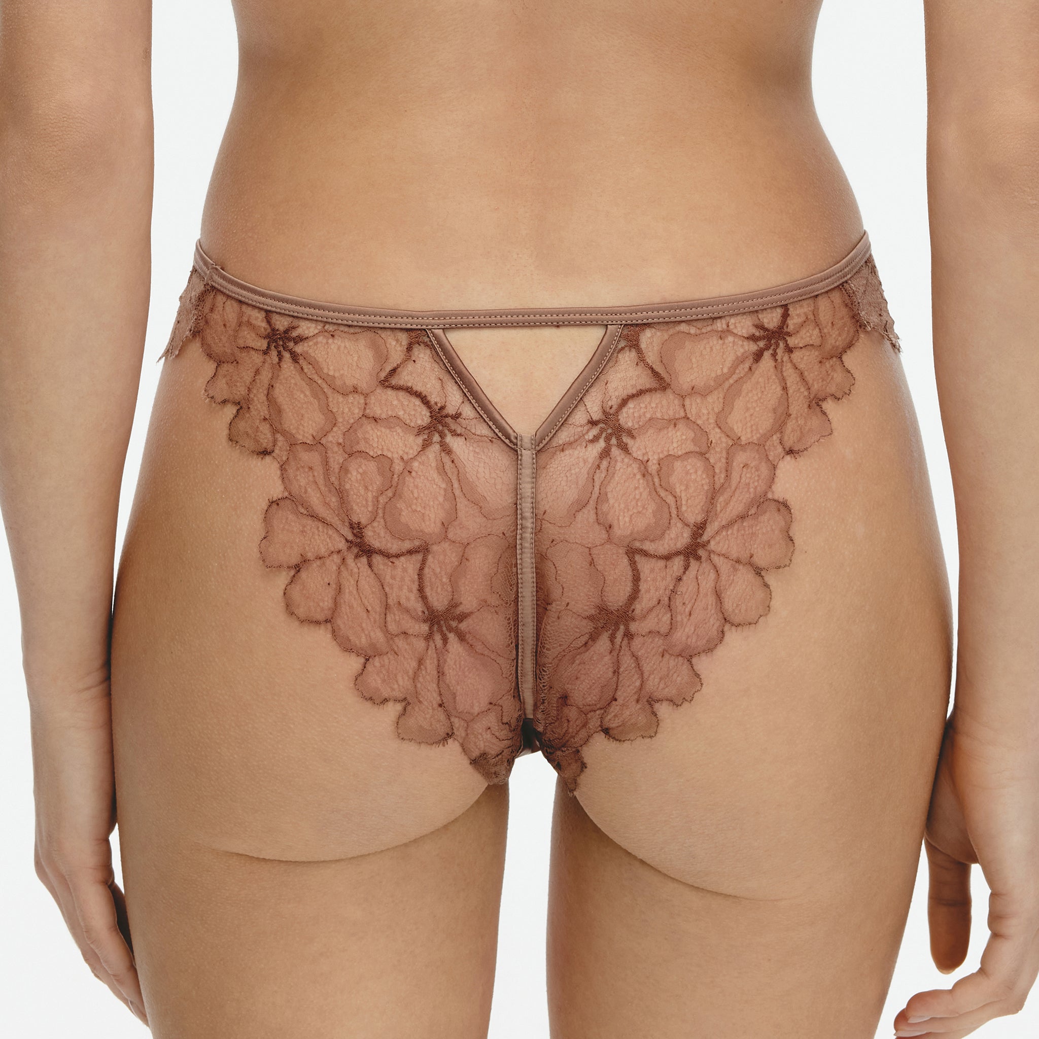 Leavers Eyelash Lace Mid-rise Brief,Marsala