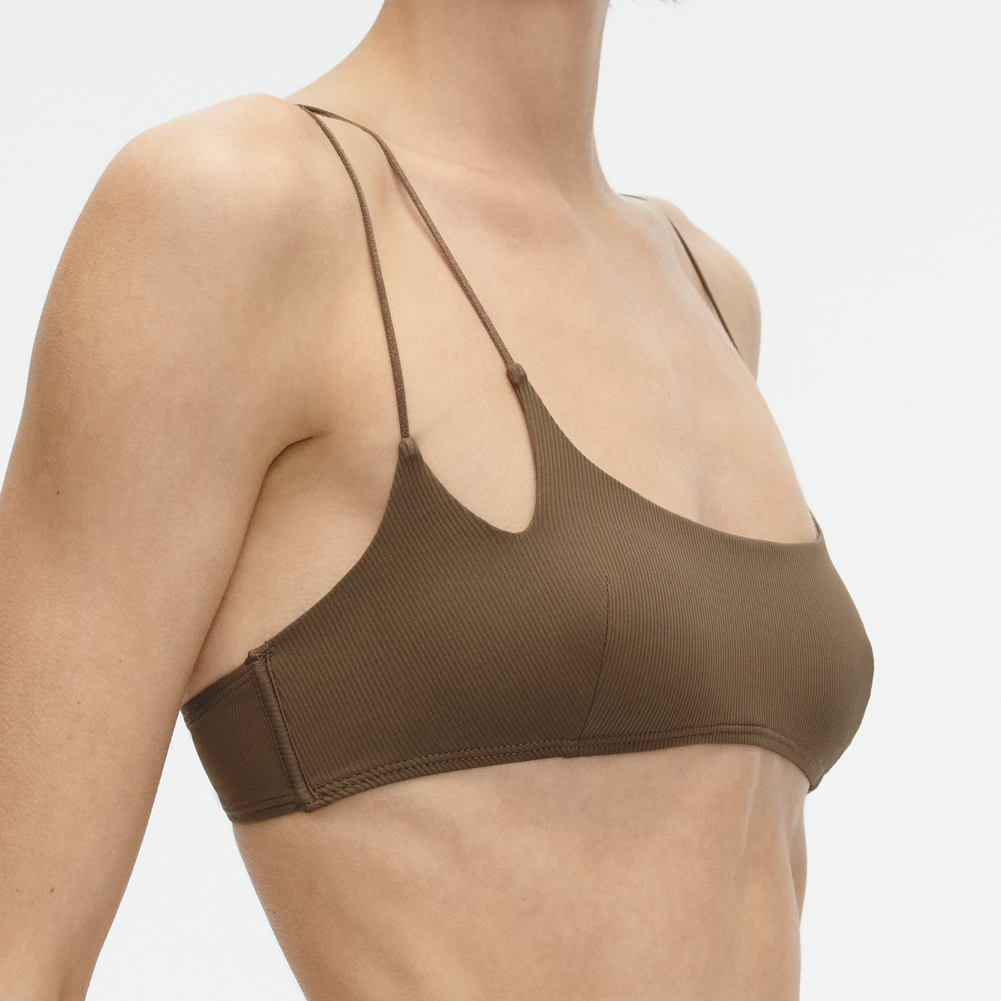 Asymmetric Eco-friendly Tube Bra,Coffee