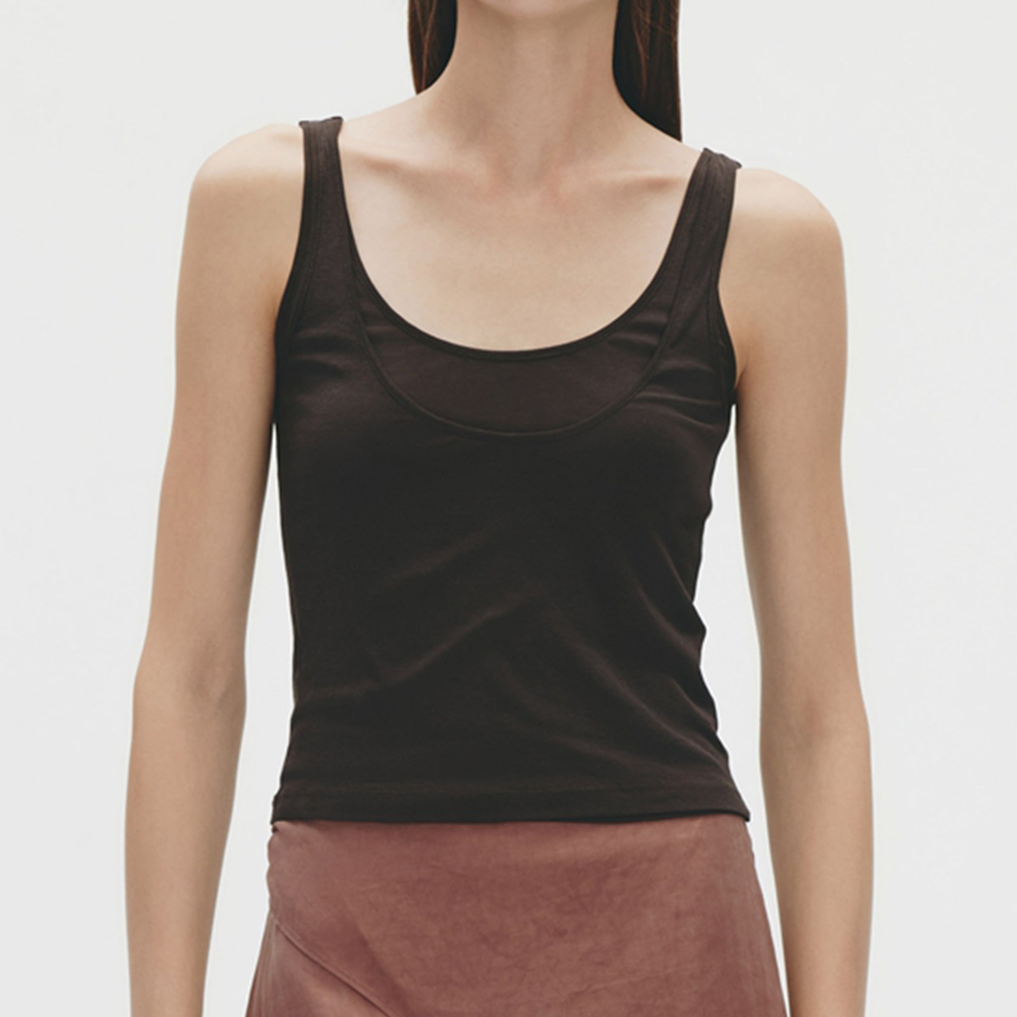 Double-layered Tank, Chocolate Brown
