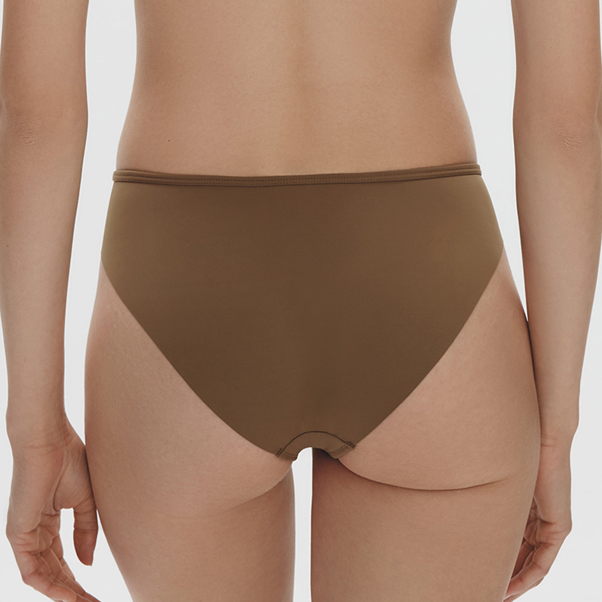 Stitching Mid-waist Briefs,Coffee