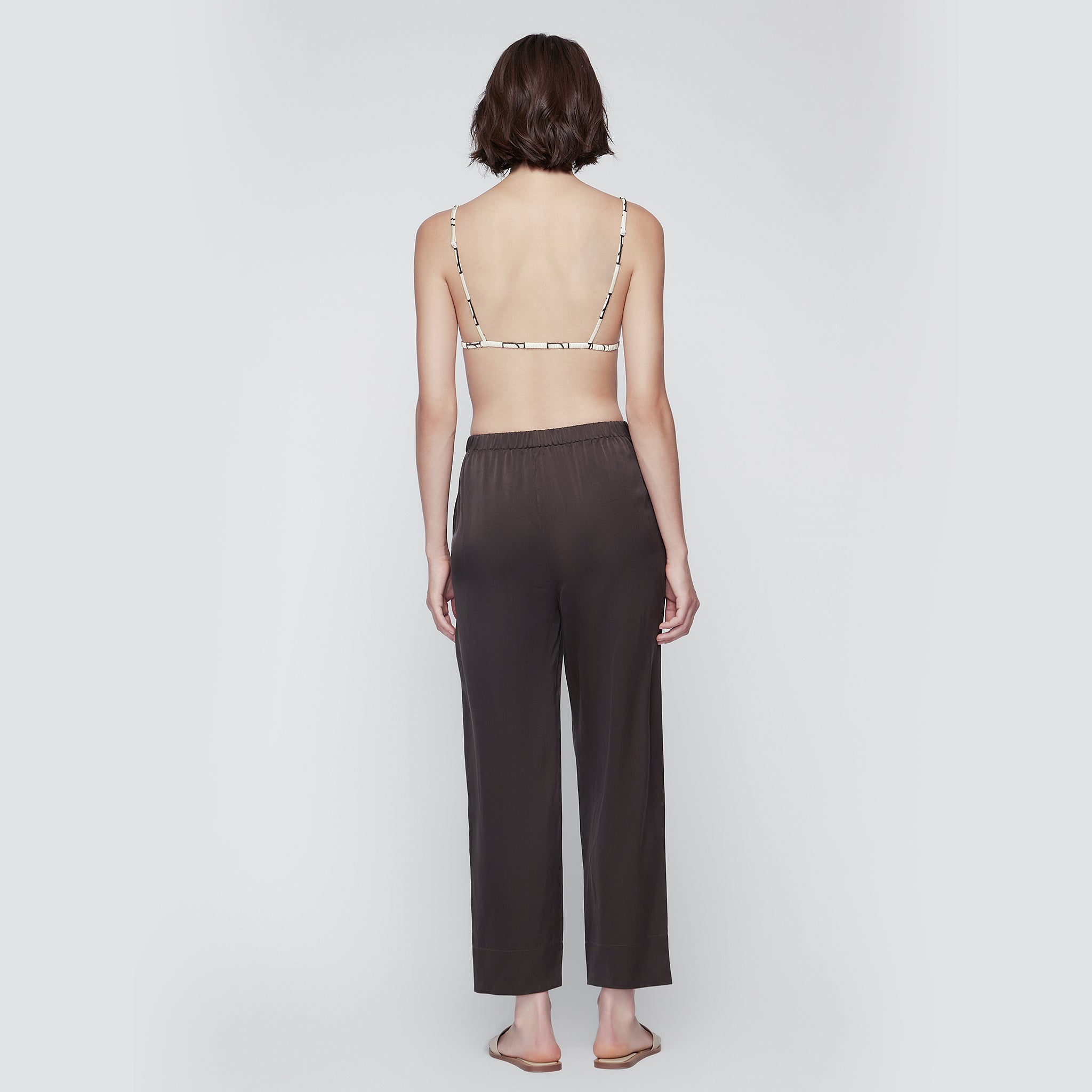 Silk Casual Pants, Coffee