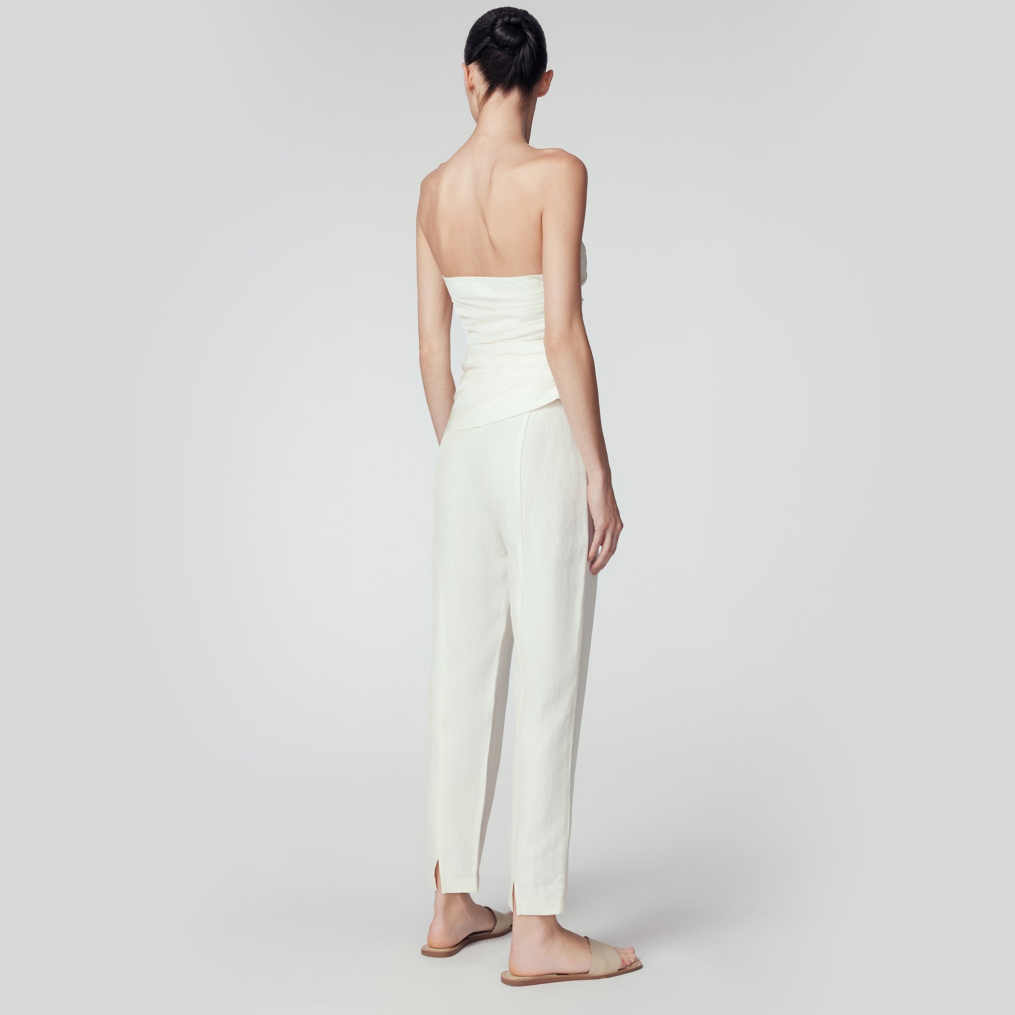 One-Side Gathering Tube-Top, Off White