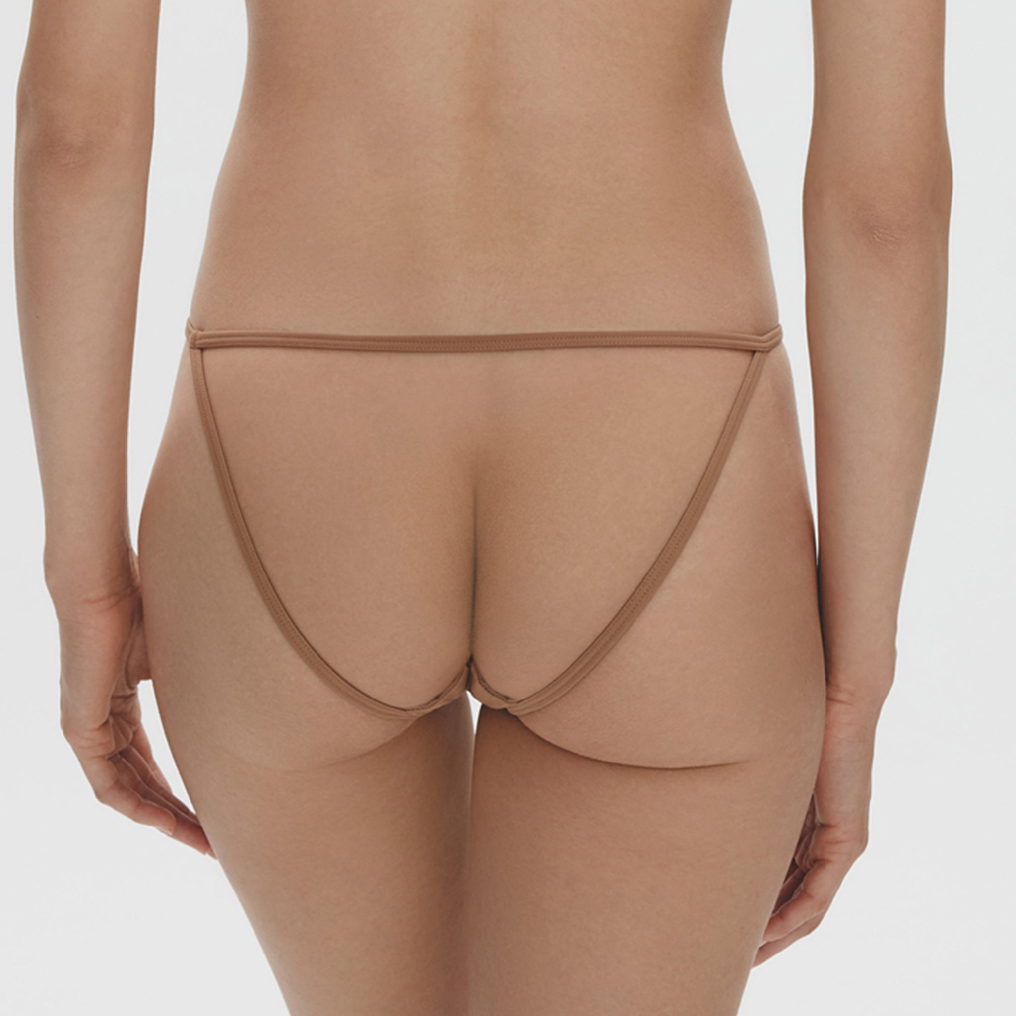 Heart Shaped Embroidery Mid-rise Brief,Toffee