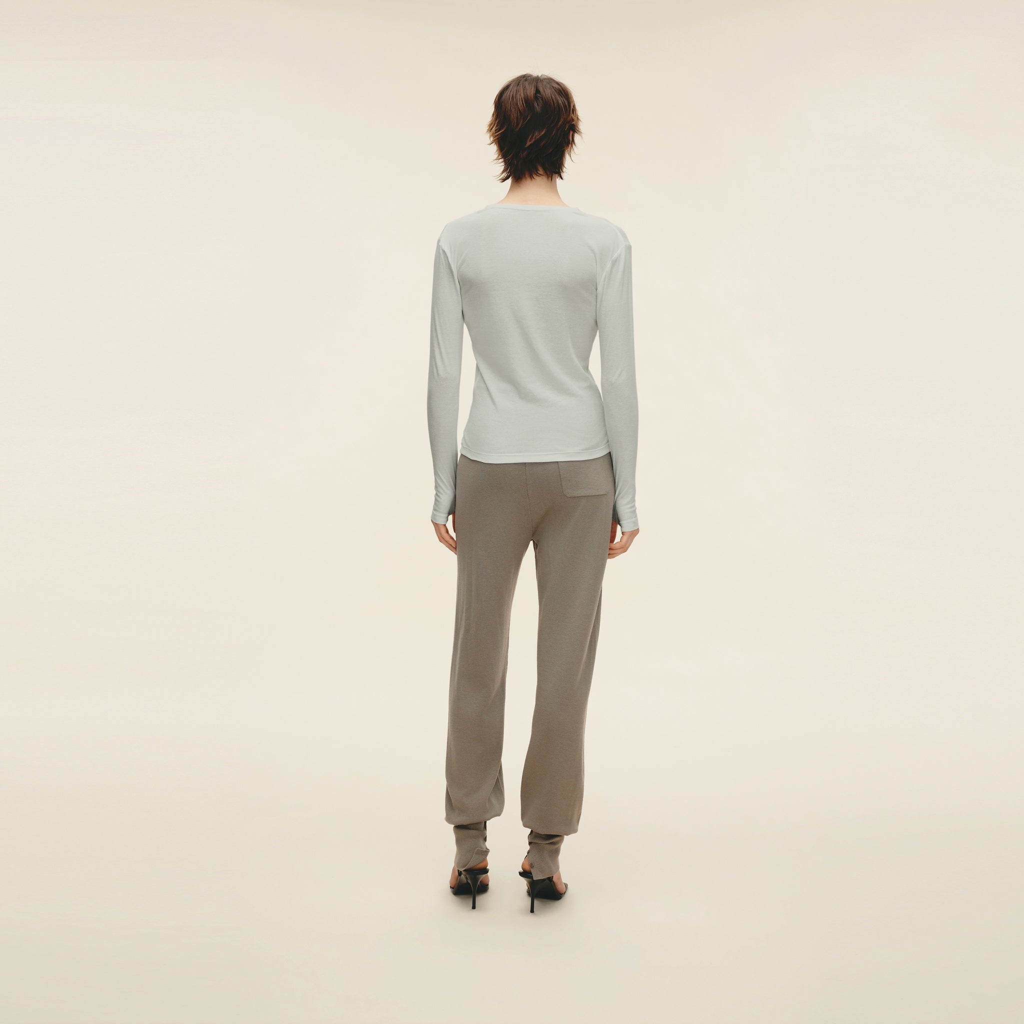 Henley Neck Long-sleeve T-shirt,Pistachio Shell