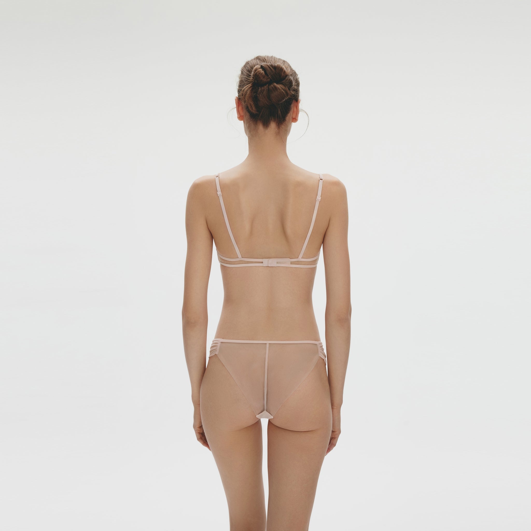 Silk-mesh Demi Underwire Bra, Mist Pink