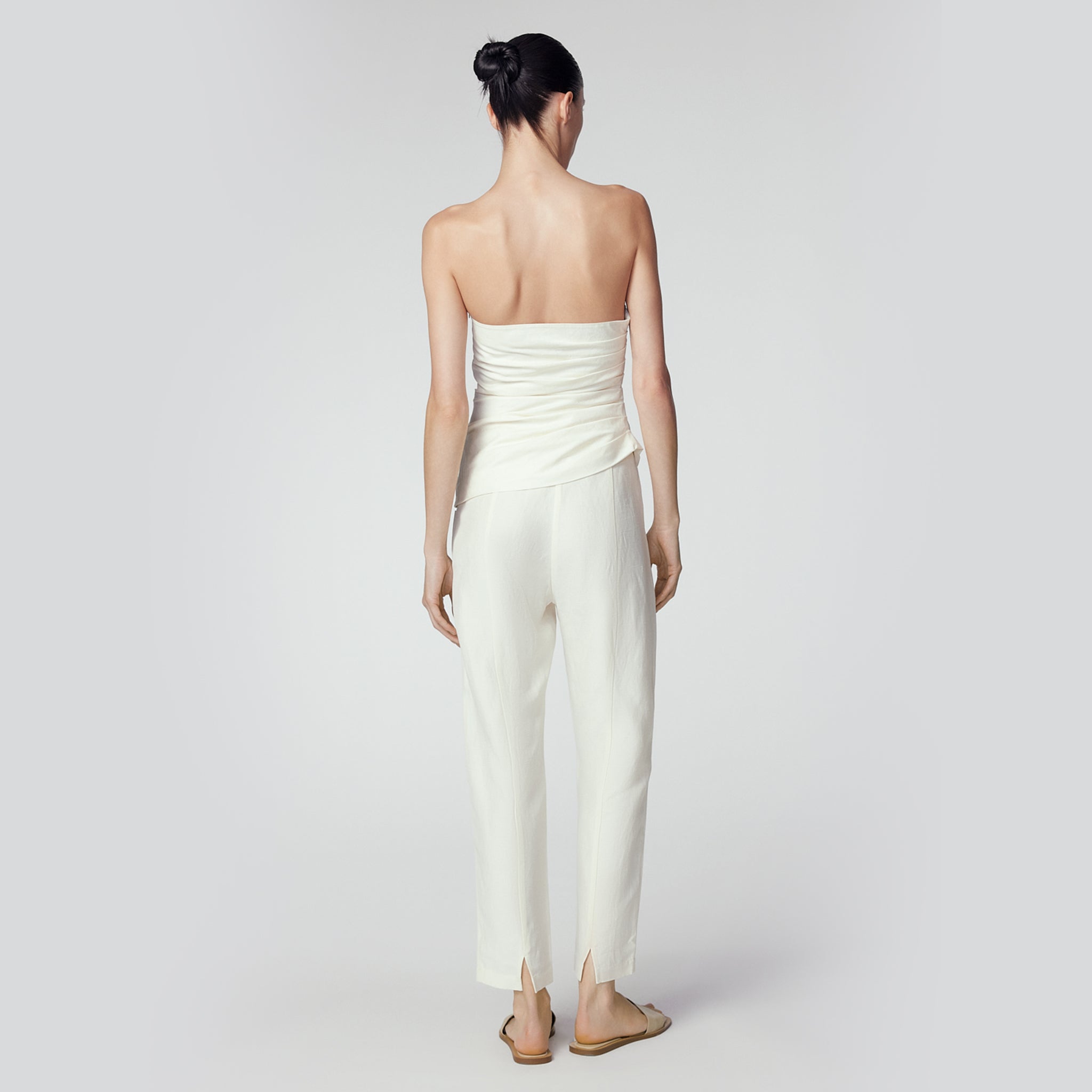 One-Side Gathering Tube-Top, Off White